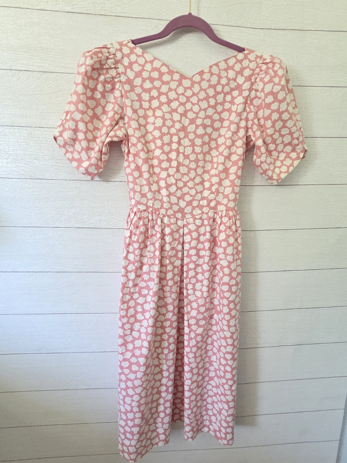 VTG Lanz Originals Dress 7/8 Pink Floral Cotton Tea Dress Cottage Core Belted