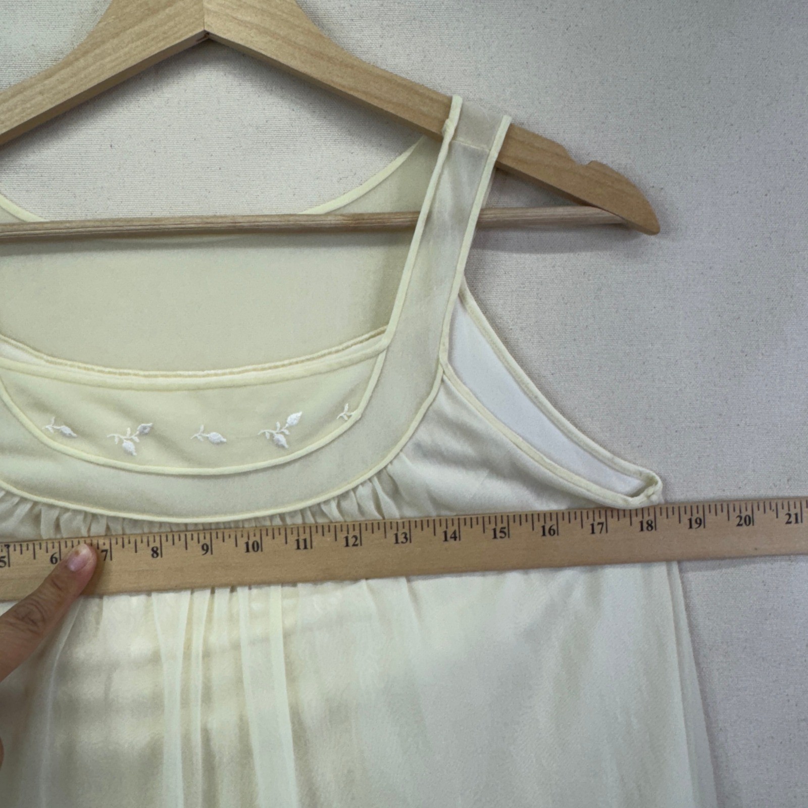 Vintage Sheer Embroidered Babydoll Nightgown Cream Cottagecore Coquette Lingerie