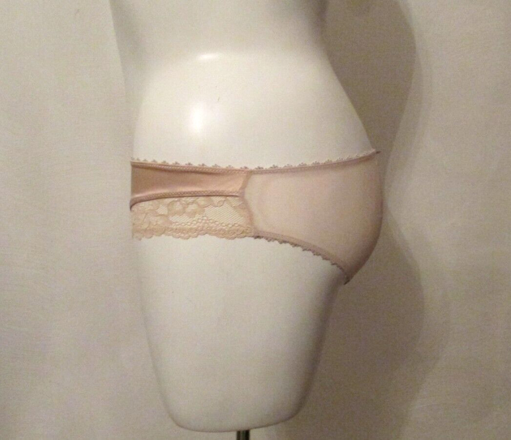 Gilligan & O’Malley Second Skin Satin Sheer Mesh Lace Accent Bikini Panties L