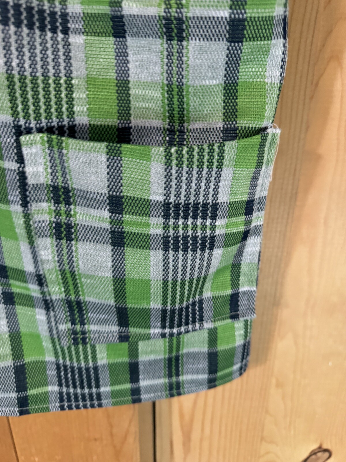 1970s Green Plaid Button Up Vest Shirt W/pockets M/L Nerd Secretary Librarian