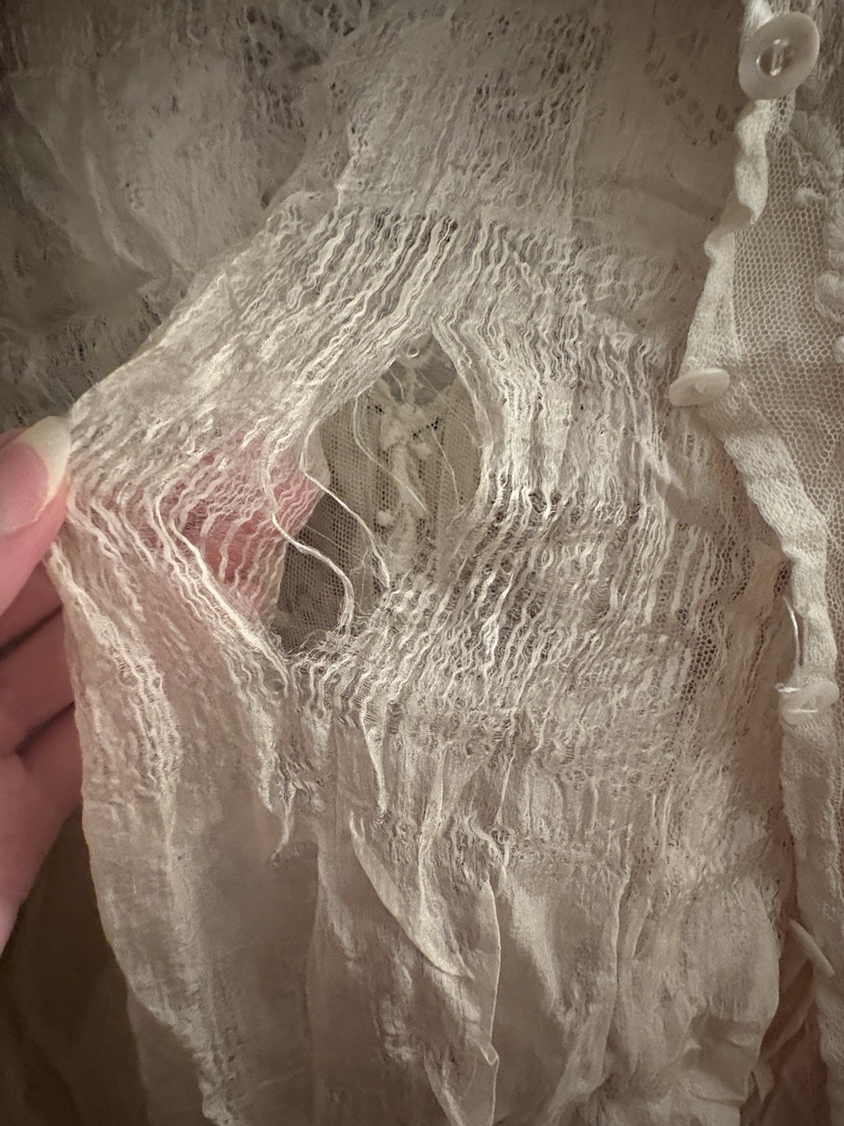 Antique 1900s Edwardian Net And Lace Blouse.