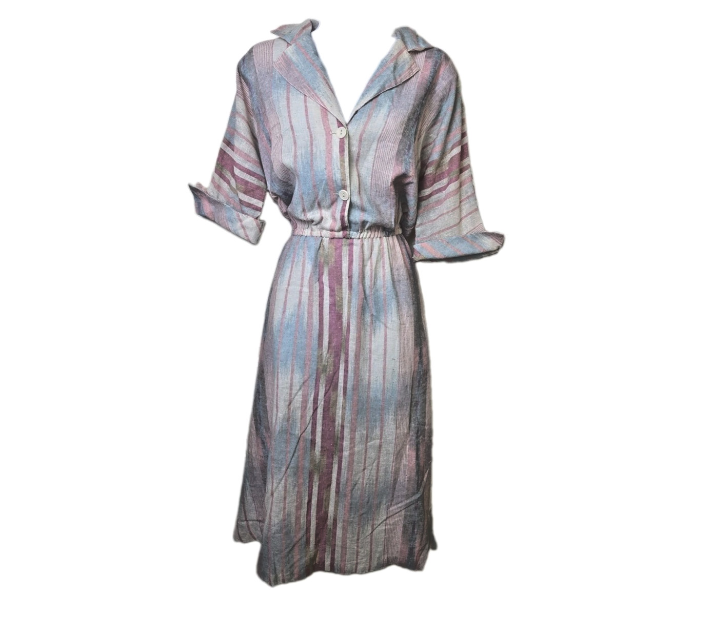 Vintage 1980s The Shirtdress Sears Dress Dolman Sleeve Pockets Pastel Stripe 16
