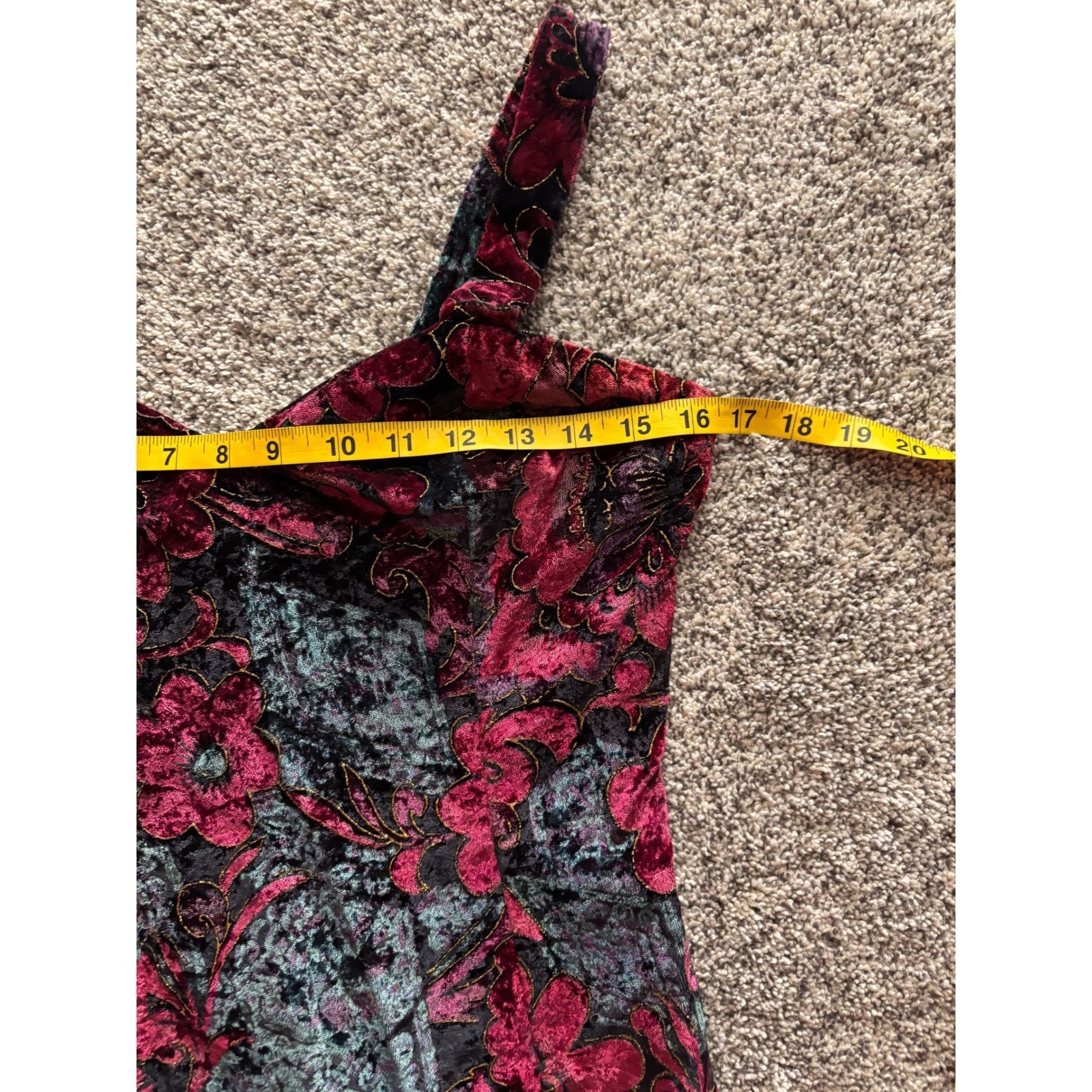 90s Rampage Floral Prom Velvet Bodycon Dress Burgundy Gold Burnout Vintage