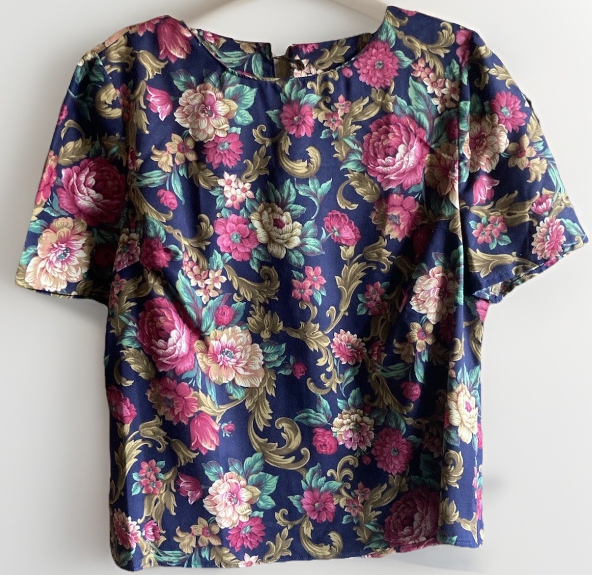 Cottagecore Baroque Chintz Floral VTG 90s Handmade Womens Shirt Victorian EUC