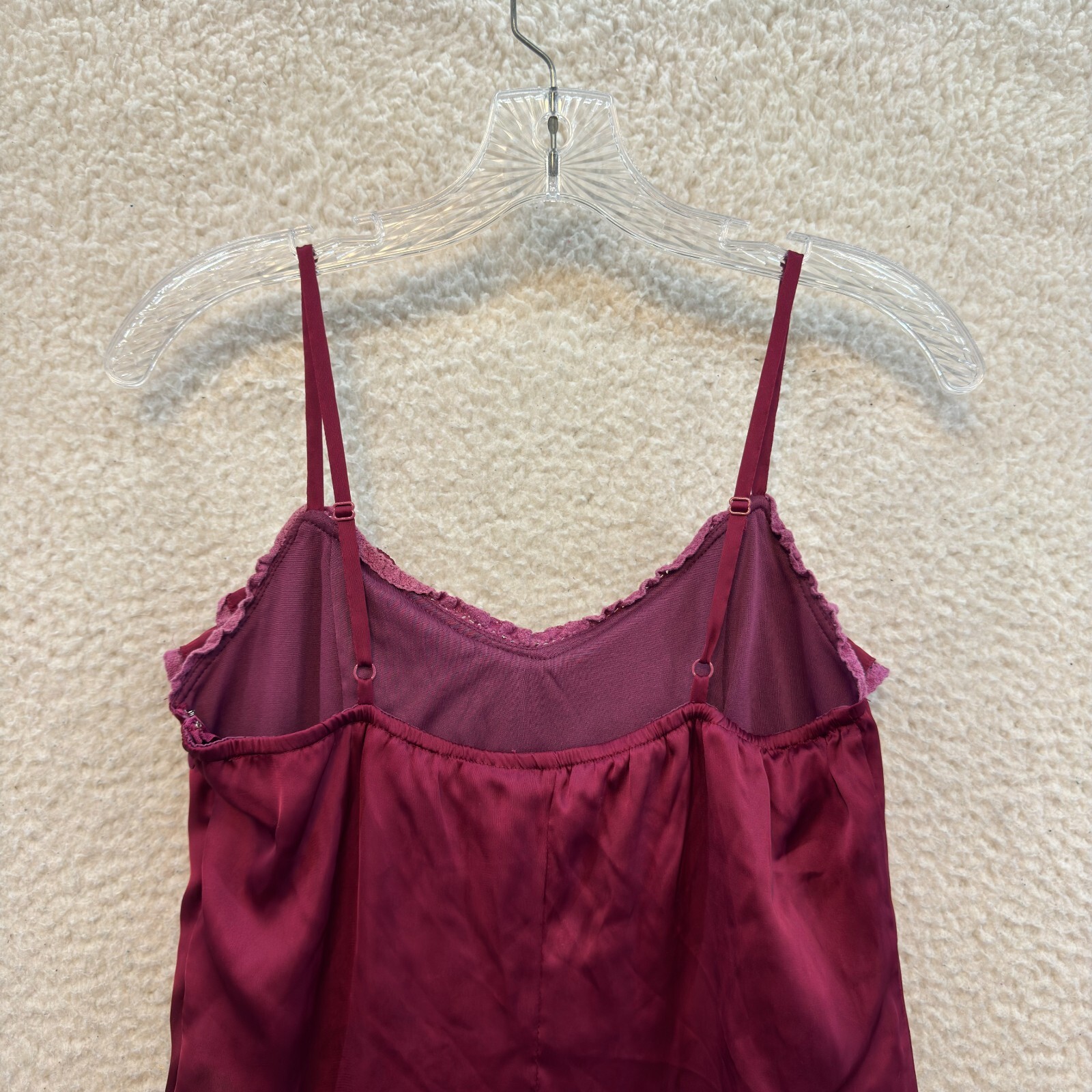 Y2K Vintage Slip Dress Small Wine Burgundy Maroon Red Satin Edwardian Victorian
