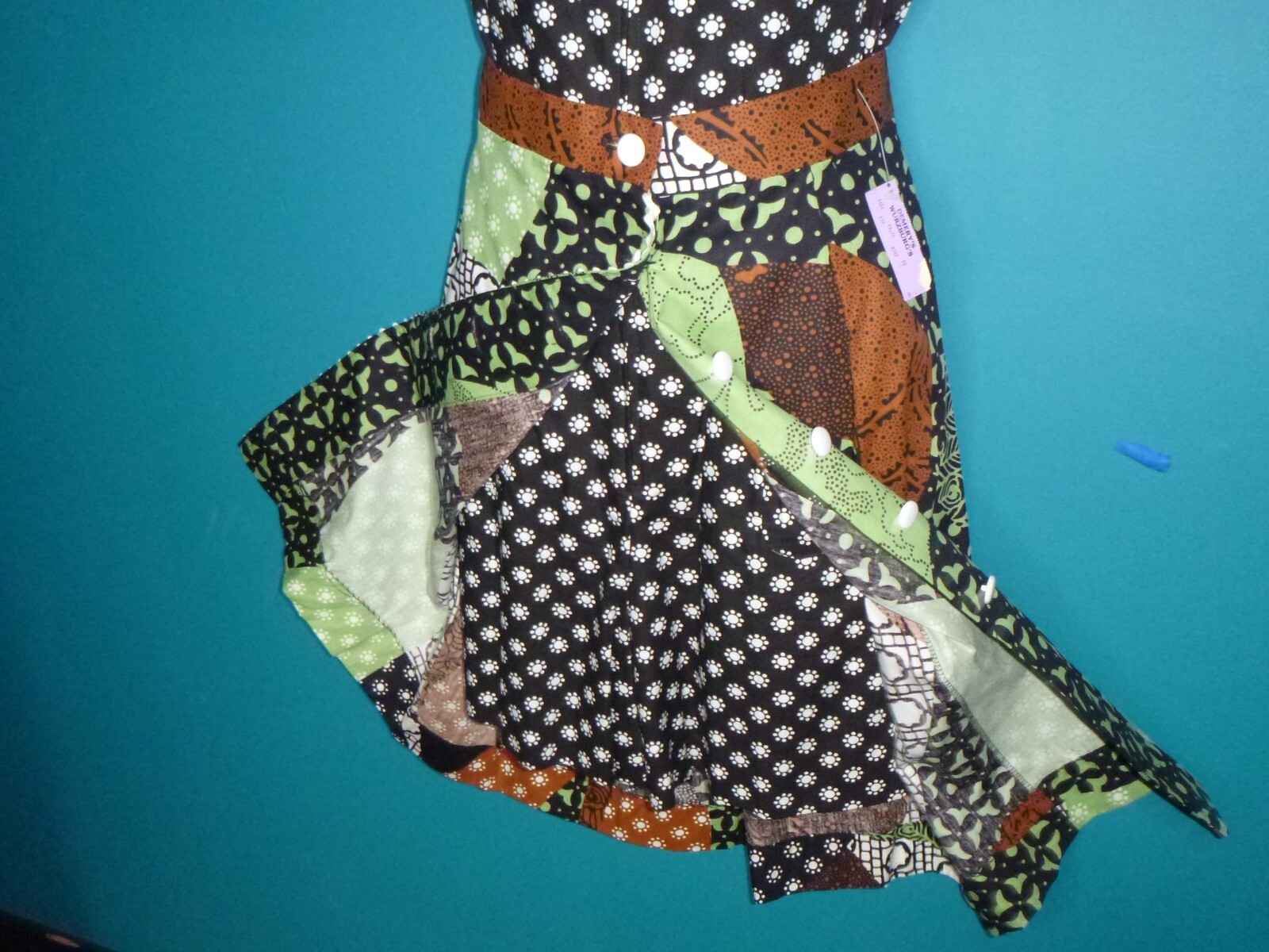 Vtg 70s Liberty Circle Zip Front Romper W/ Matching Button Front Skirt Sz L