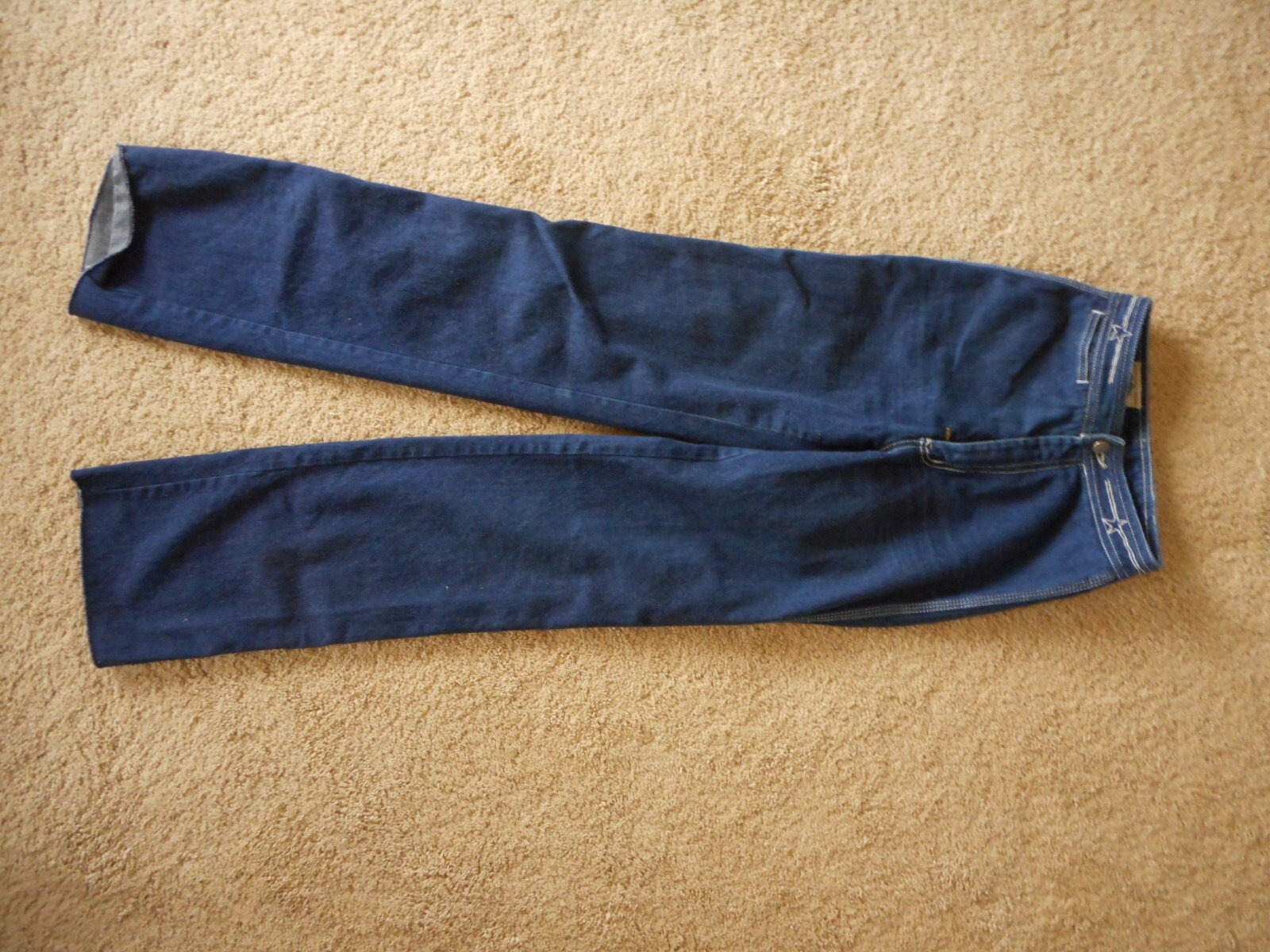 Vintage 1970’s Jeans Organically Grown size -0 waist 22″ Star Waist Band 2XS