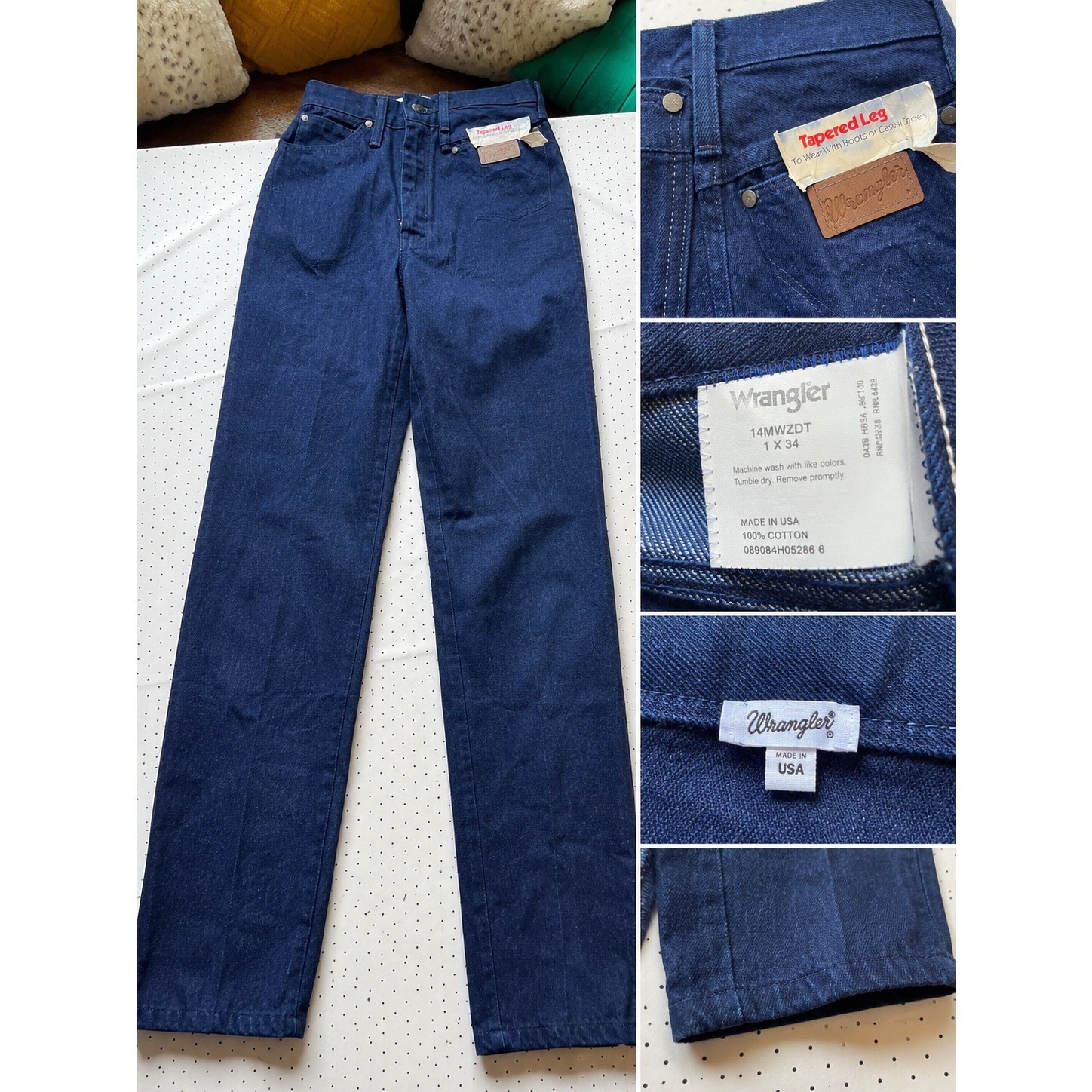 Wrangler Vintage Deadstock Jeans Women 1 14MWZDT USA High Rise Tapered 34 Inseam