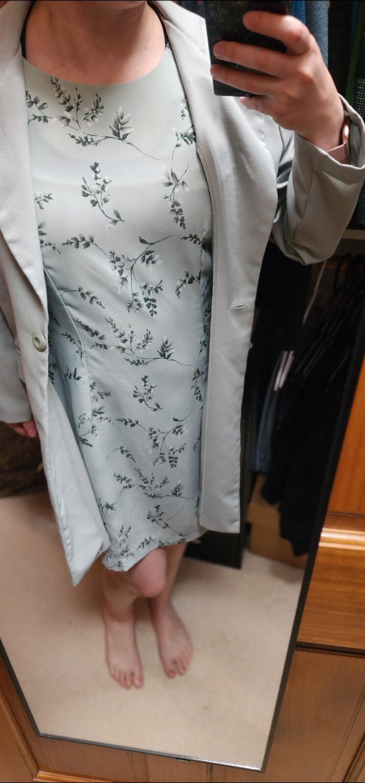 Vintage 90’s DBY Matching Dress & Jacket Set. Light Mint Green Size Medium Midi