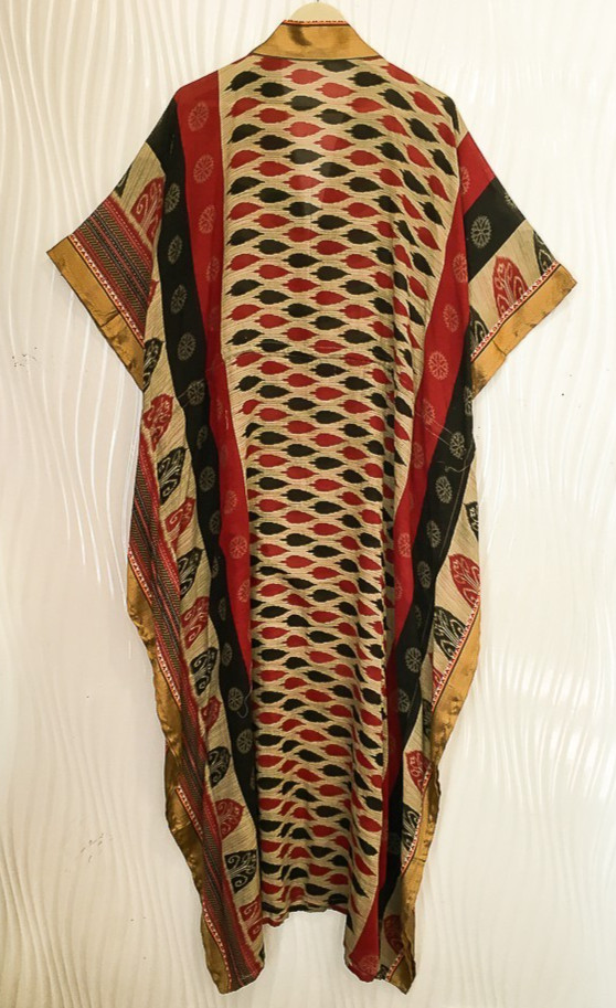 Vintage Sari Kaftan / Pure Cotton Long Maxi Dress / Luxury Resort Wear CFN1196