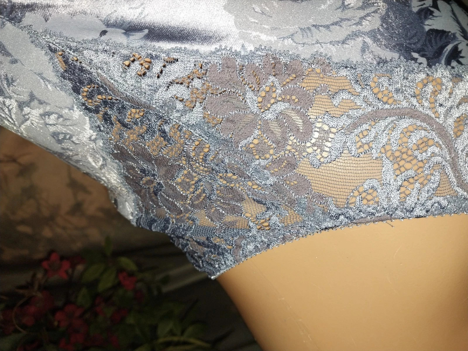 VTG SATIN SHINY LACE INSERTS BLUE ALL IN 1 OBG BRA PANTIES GIRDLE NIP TUCK 38D