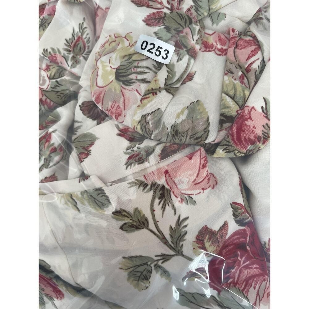 Vintage 80s Floral Cottagecore Midi Dress Women Size 11/12 Rose Print Prairie