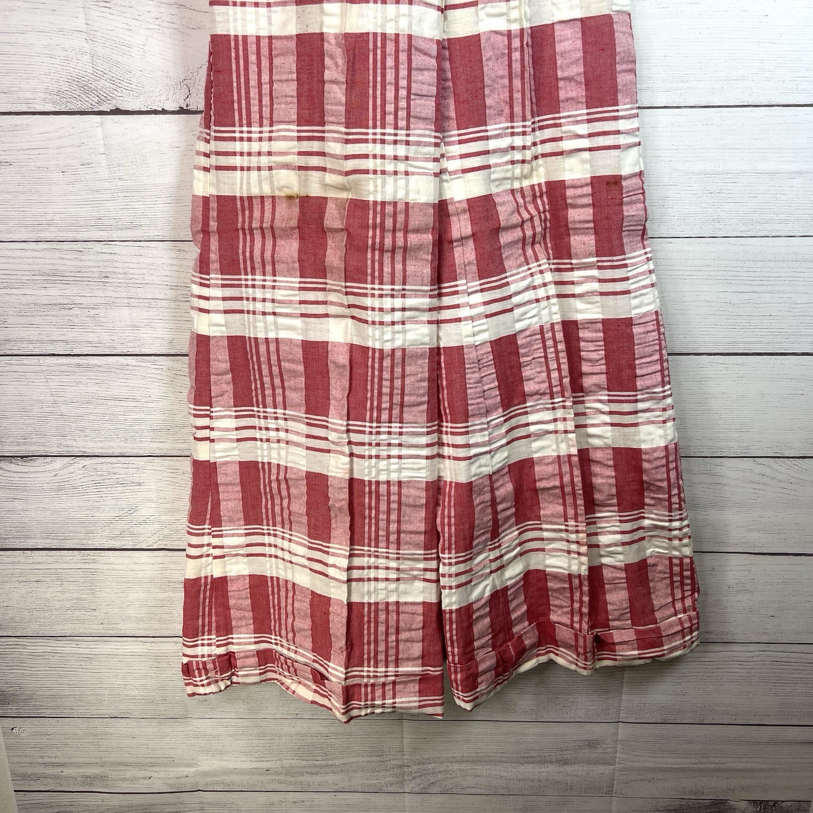 VINTAGE 60’s 70’s Tomboy Plaid Bell Bottom Pants Size 9 Red White Gingham USA