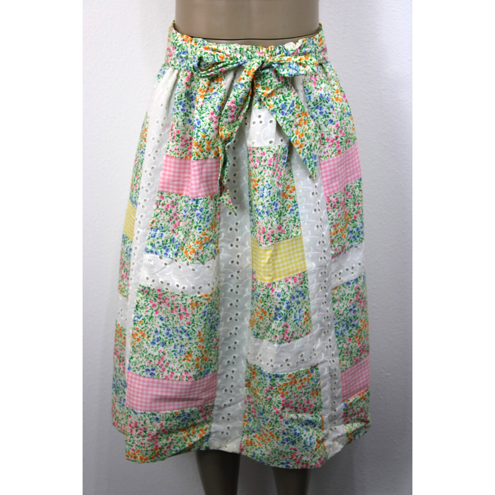 MR.HANK Vintage 60s 70s Patchwork MOD Boho Hippie Skirt Waist Stretch