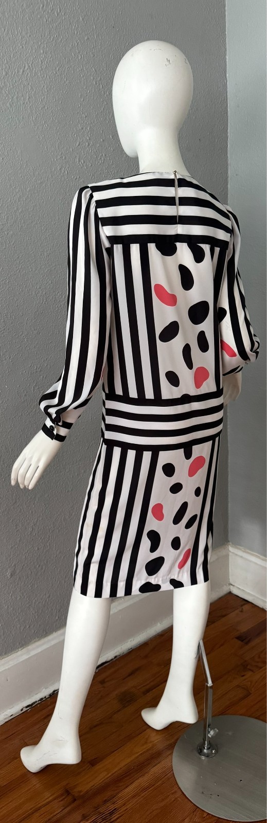 Vintage 80s Bold Abstract Long Sleeve MOD Shift Dress S