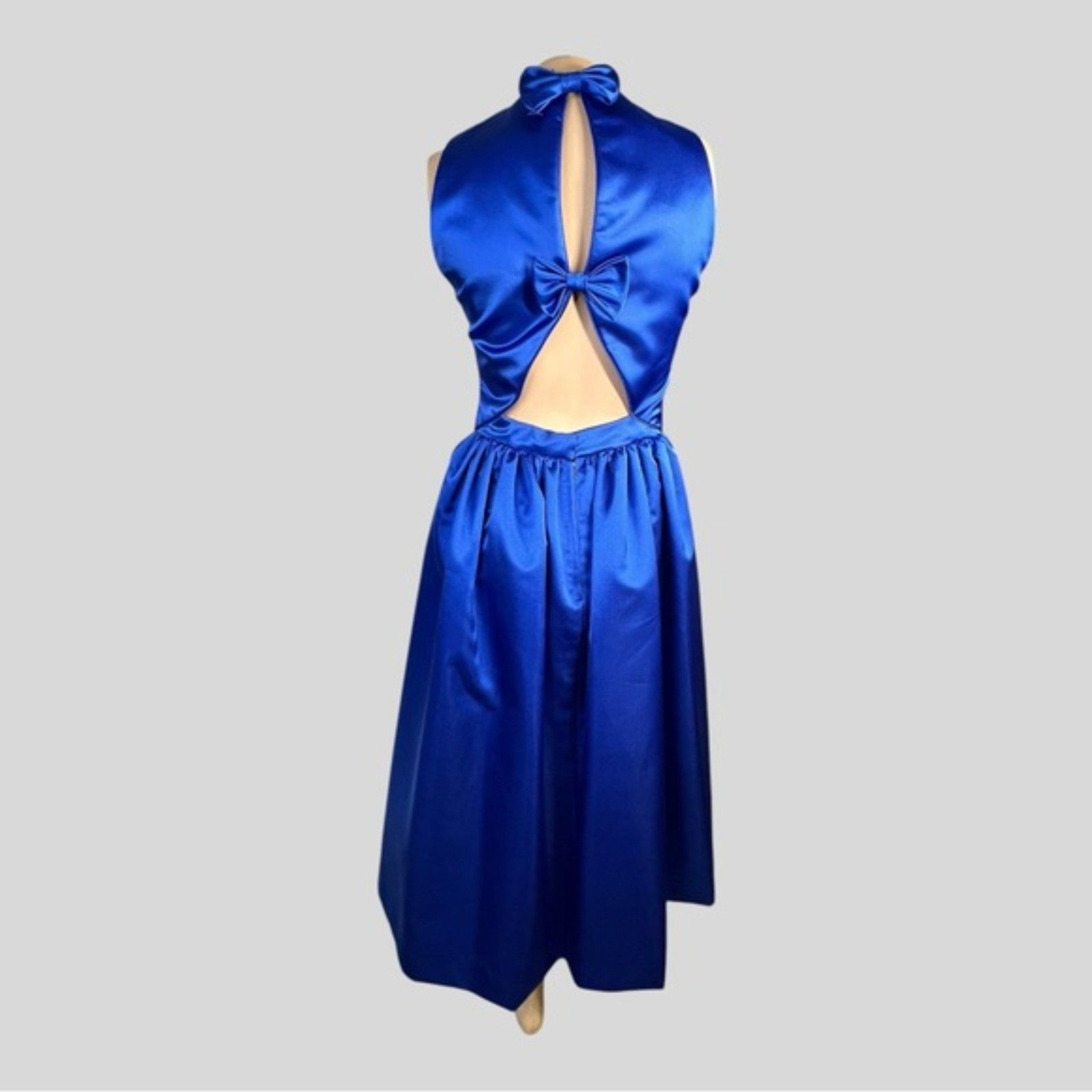 S.G. Gilbert Royal Blue Satin Backless Dress – Size 4