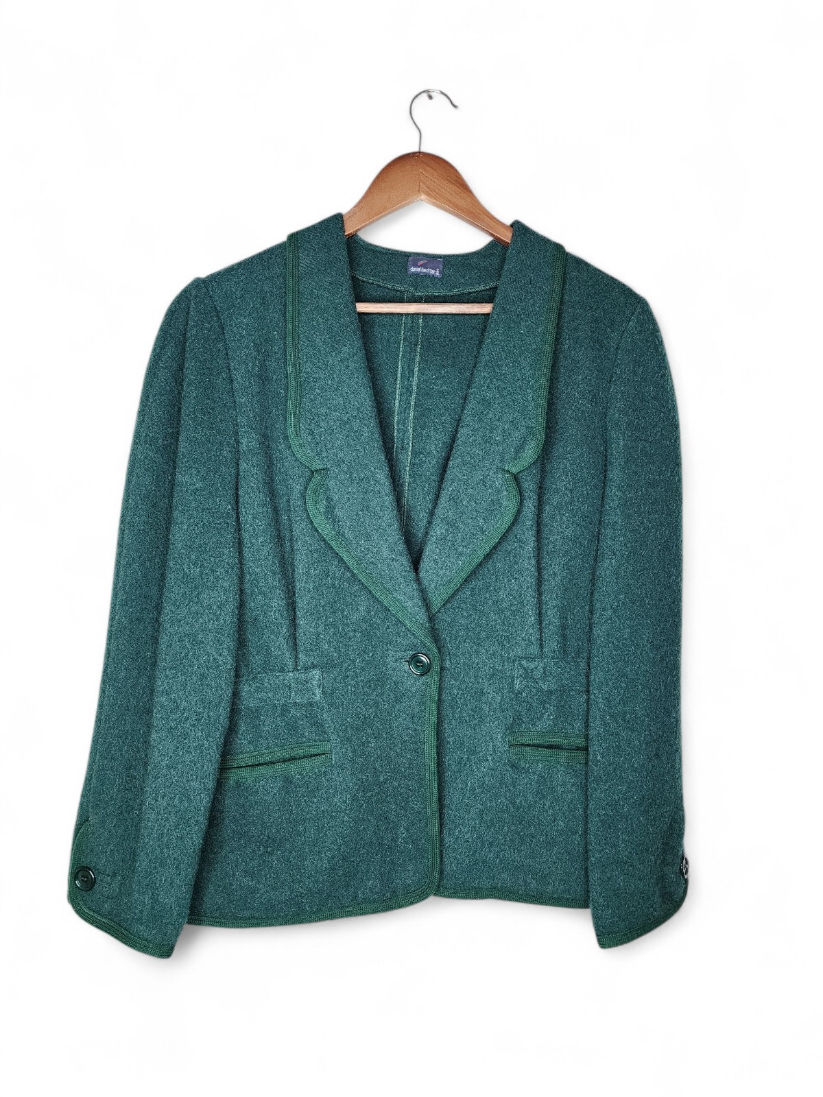 1980s Daniel Hechter Paris Vintage Wool Mohair Blazer Jacket in Green Size L