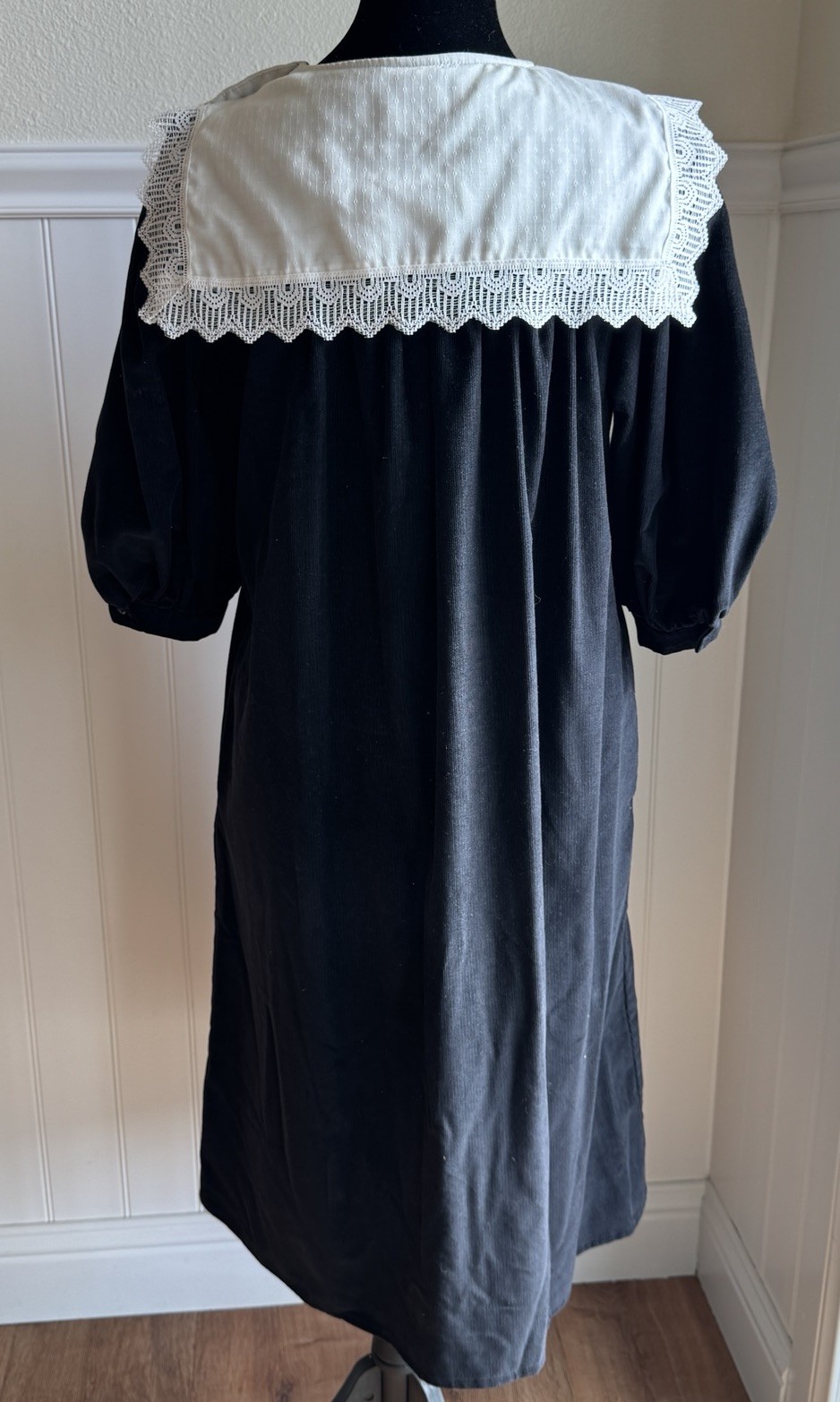 Vintage Byer Too! Contrast Bib Dress Juniors Sz 9 Black Babydoll Whimsigoth