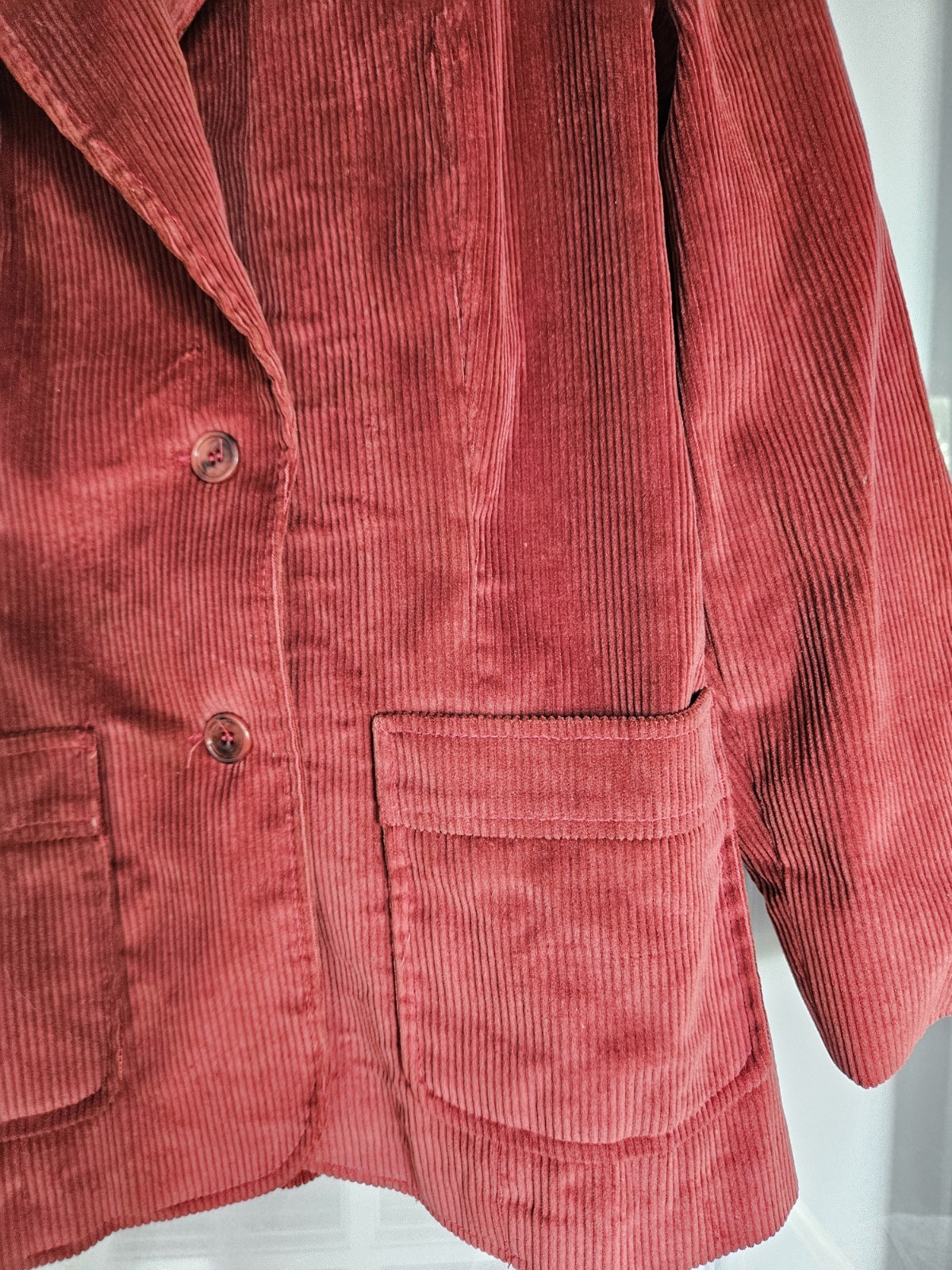 Vintage Burgundy Red Corduroy Jacket Blazer Two Button Front Dark Academia S-M