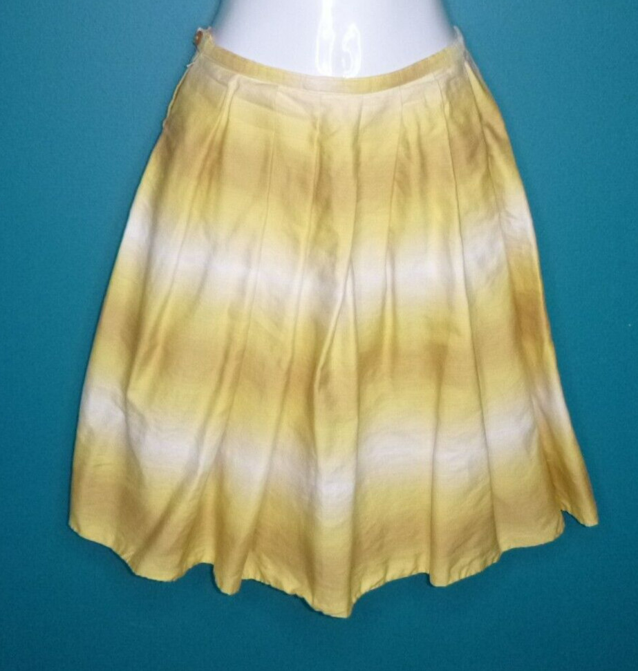 Vtg 50’s Full Skirt Yellow Tan White Ombre 24″ Waist XS/S