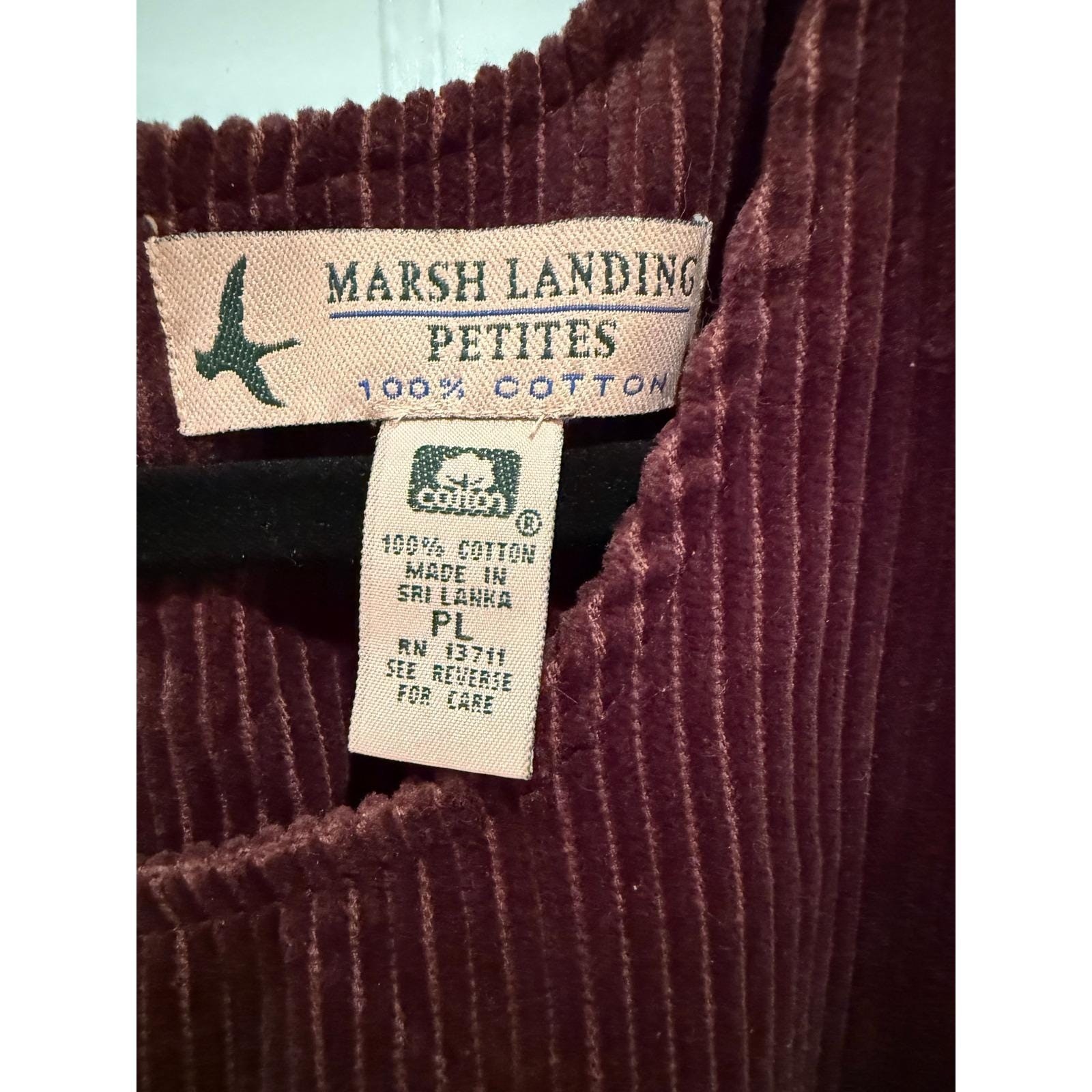 Vintage Corduroy Jumper Dark Chocolate P-L 100% Cotton Lagenlook Minimalist