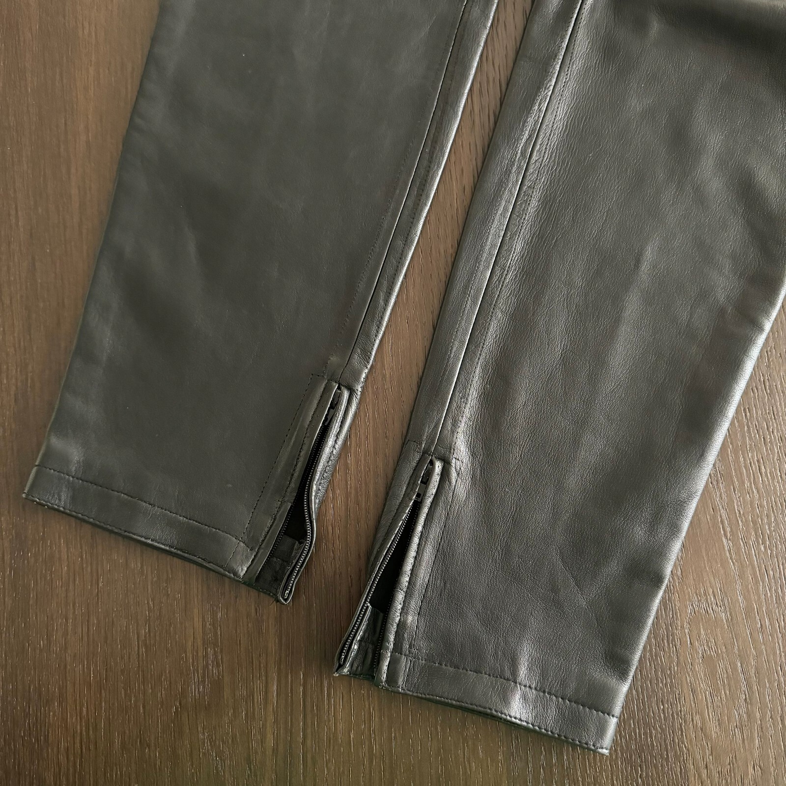 GIANNI VERSACE black leather pants w/ gold stitch size IT 42 from F/W 1992/93