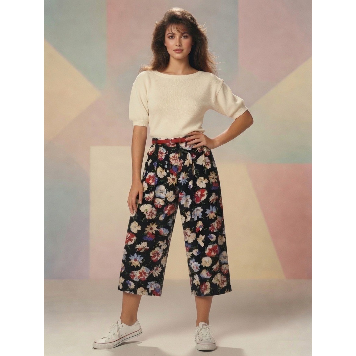 Liz Claiborne Vintage 80s Floral Gaucho Pants Petite 6 Cottagecore Boho