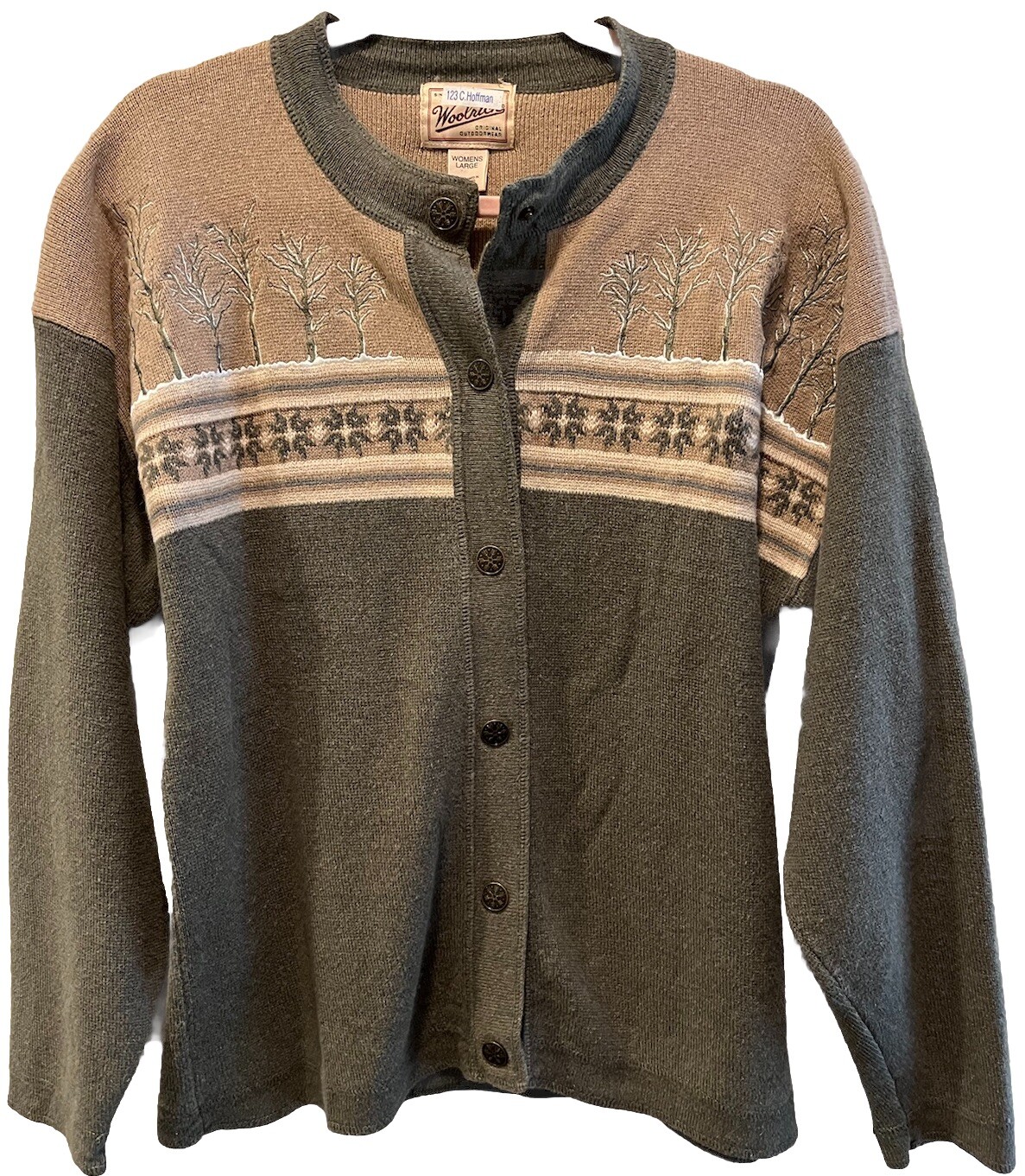Woolrich Womens Large Rami Cotton Sweater Button Down Cardigan Vintage