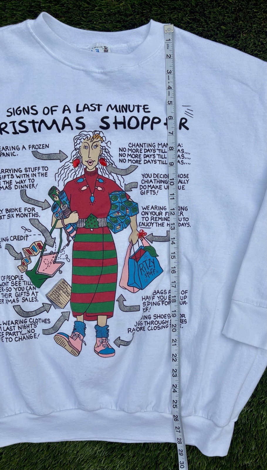 Vintage 90s Christmas Sweatshirt “Last Minute Shopper” USA Made Womens Size L/XL
