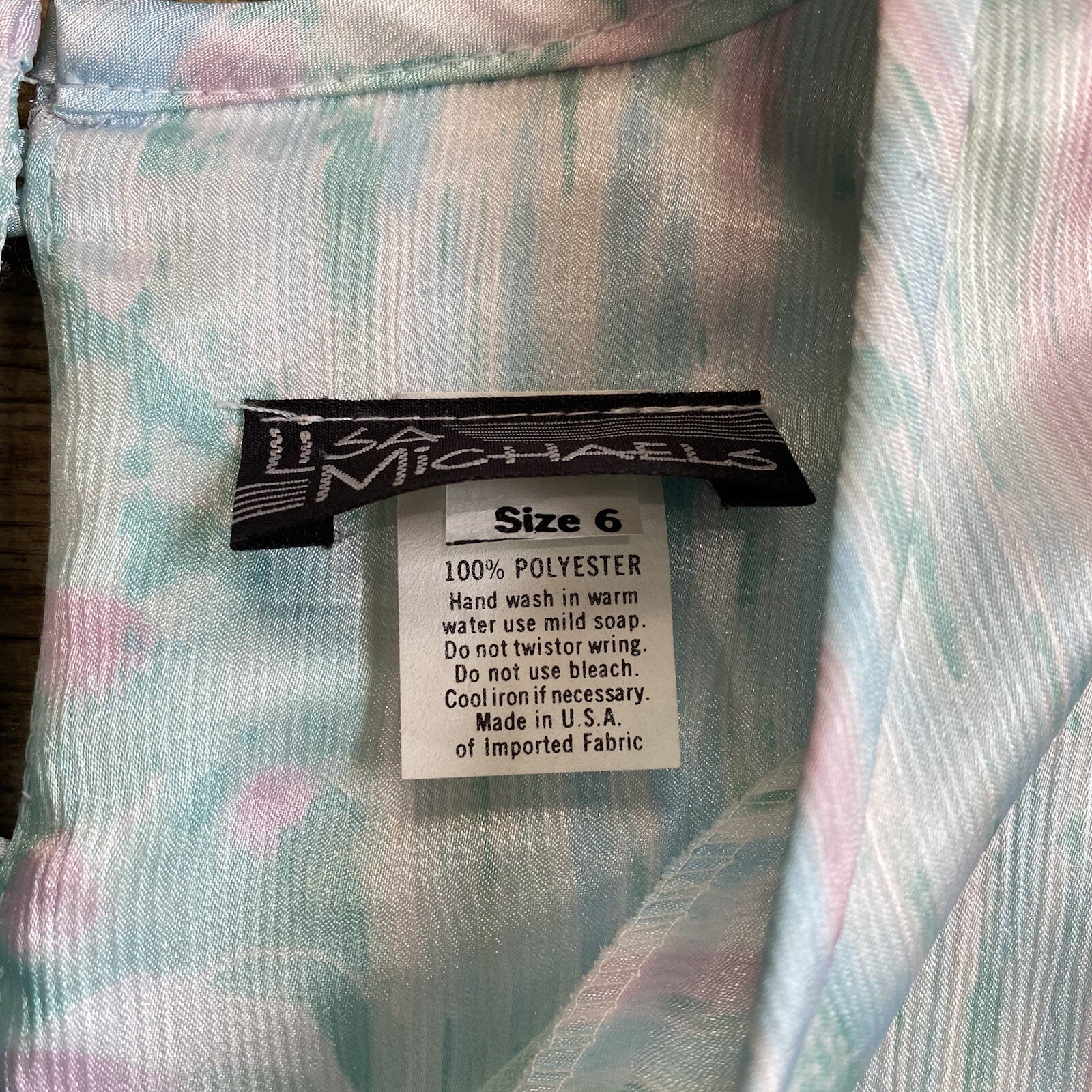 Vintage Lisa Michaels 1980s Pastel Blouse Tie Hem Waist size 6 Shirt