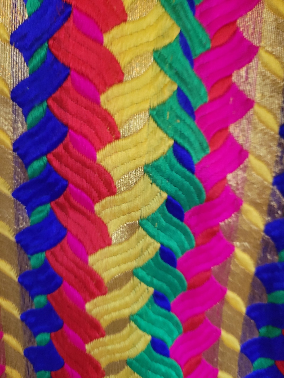 VINTAGE COLORFUL KAFTAN MINI DRESS MULTICOLOR WITH GOLD DETAILS SIZE M