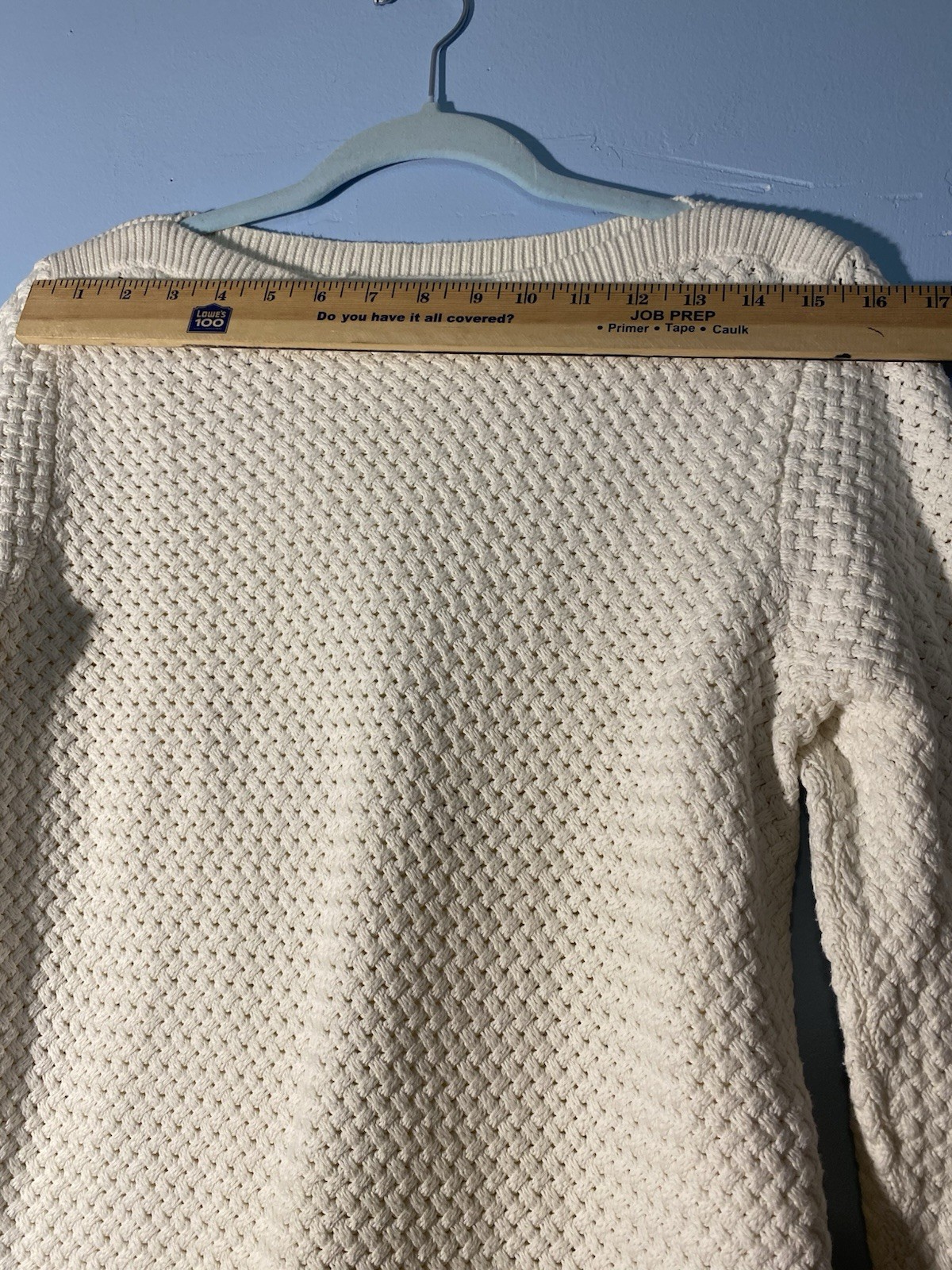 Vintage LL Bean Ivory Cotton Boatneck Basket Weave Sweater L Fisherman Core