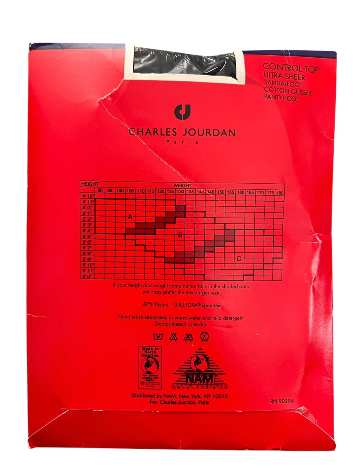 Vtg NEW~ Charles Jourdan Paris sz C Black Pantyhose Style 405 Control Top Sheer