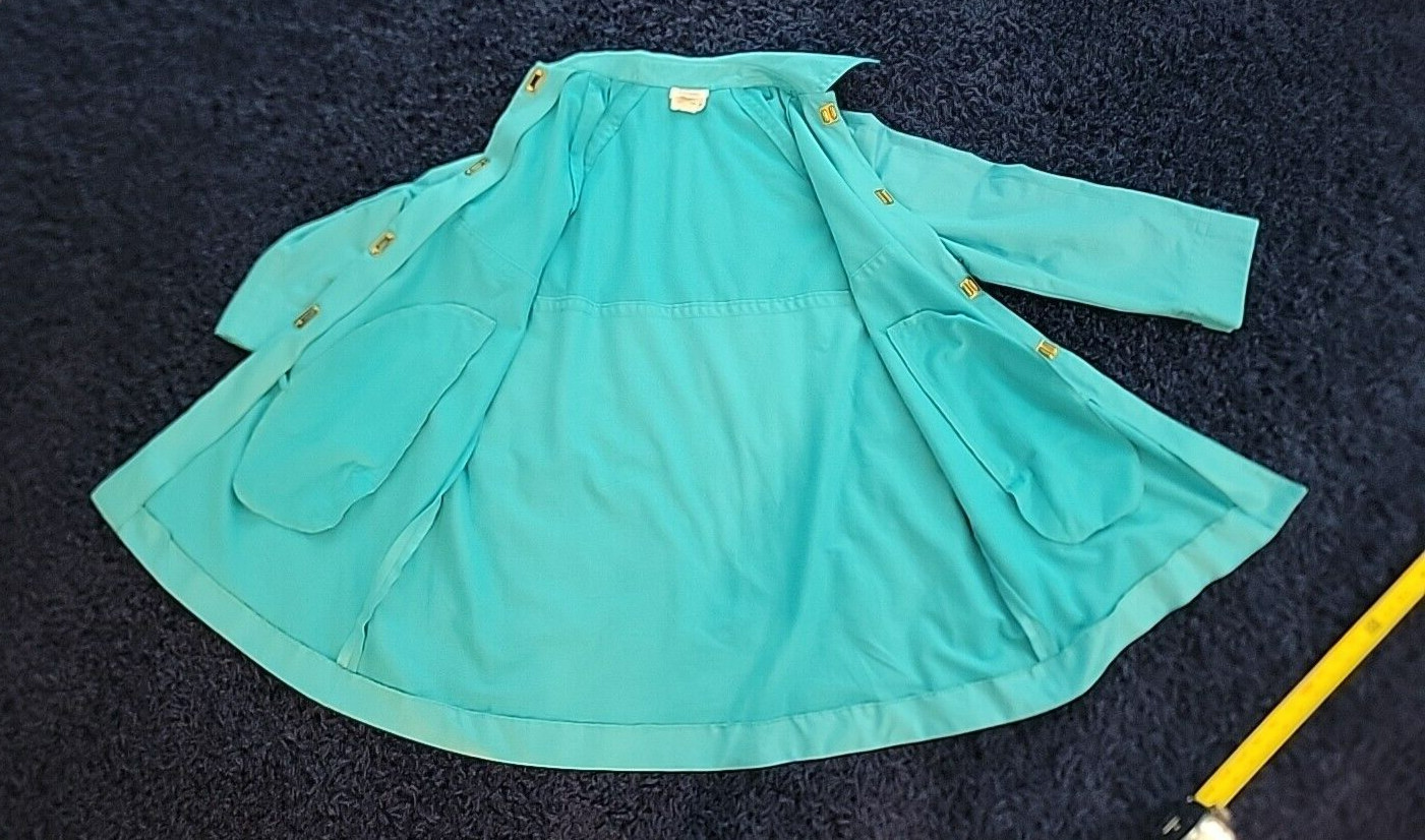 VINTAGE TEAL AQUA SERBIN SPORT Jacket Car COAT Women’s SIZE 10 Mod Made IN USA
