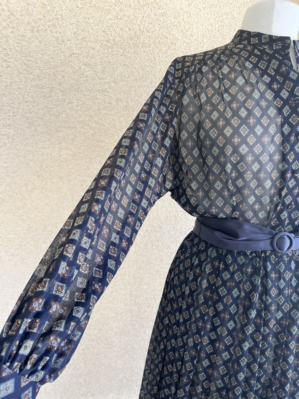 Neiman Marcus Nancy Greer NY size 12 Belted Dress Office Teacher Vintage 70s