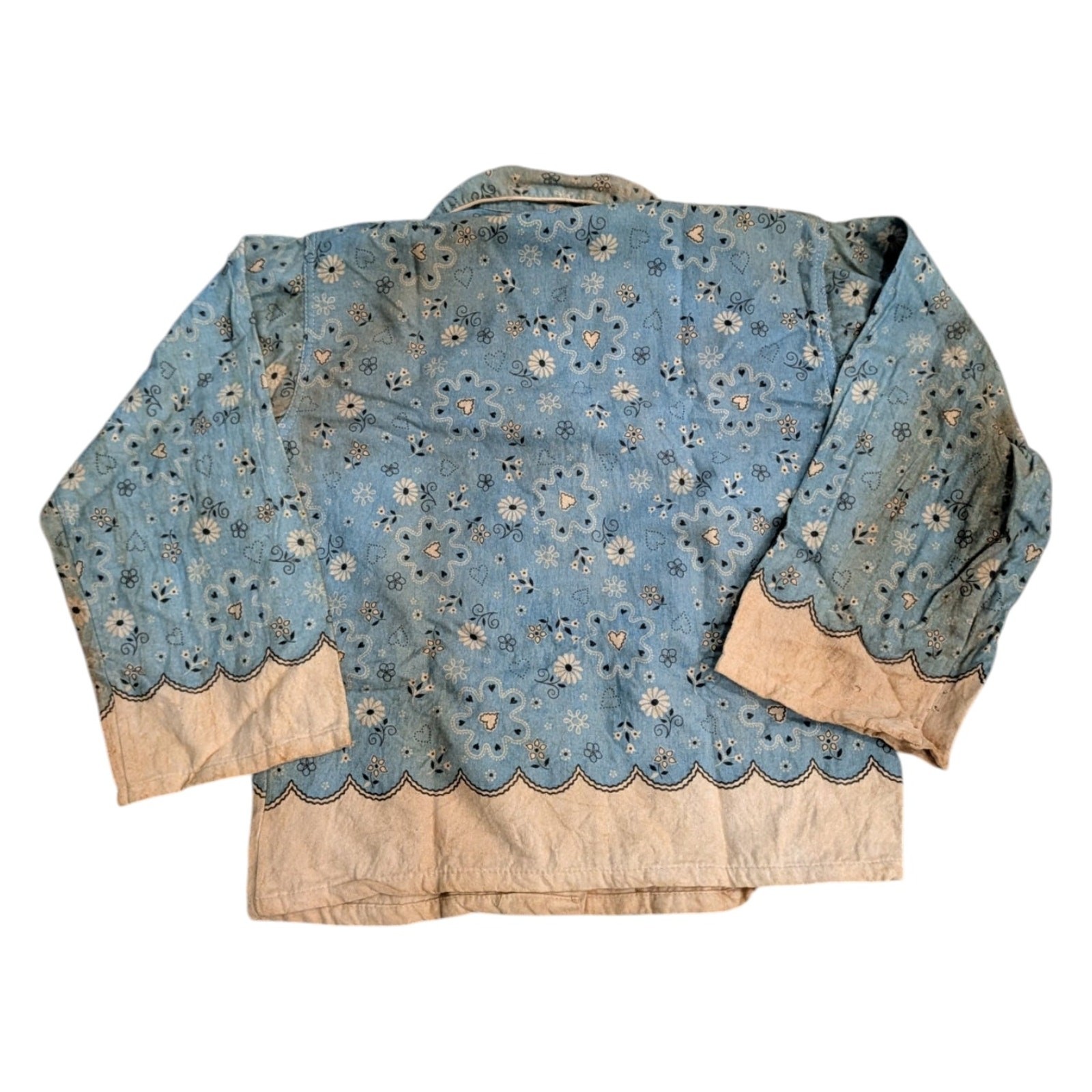 70s Women’s Distressed Bandana and Floral Design Button Down Top