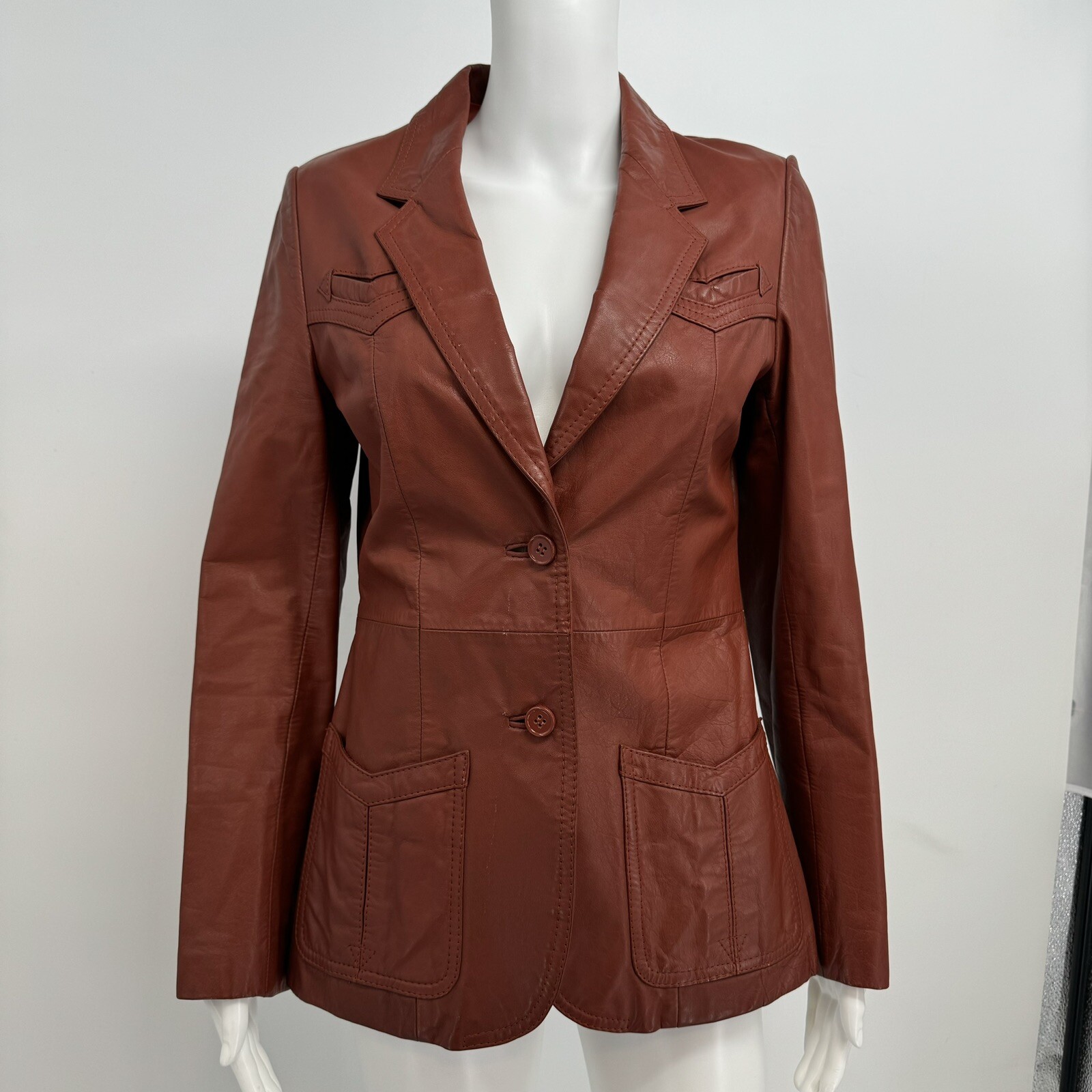 Vintage Bermans Leather Jacket Womens 10 Burnet Orange