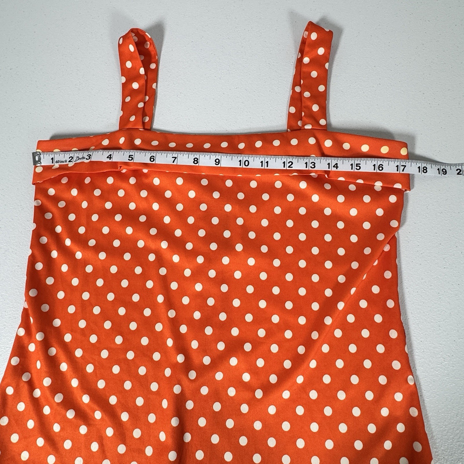 Vintage Polka Dot 2 Piece Set Orange Blouse Camisole Belt Retro Pin Up S