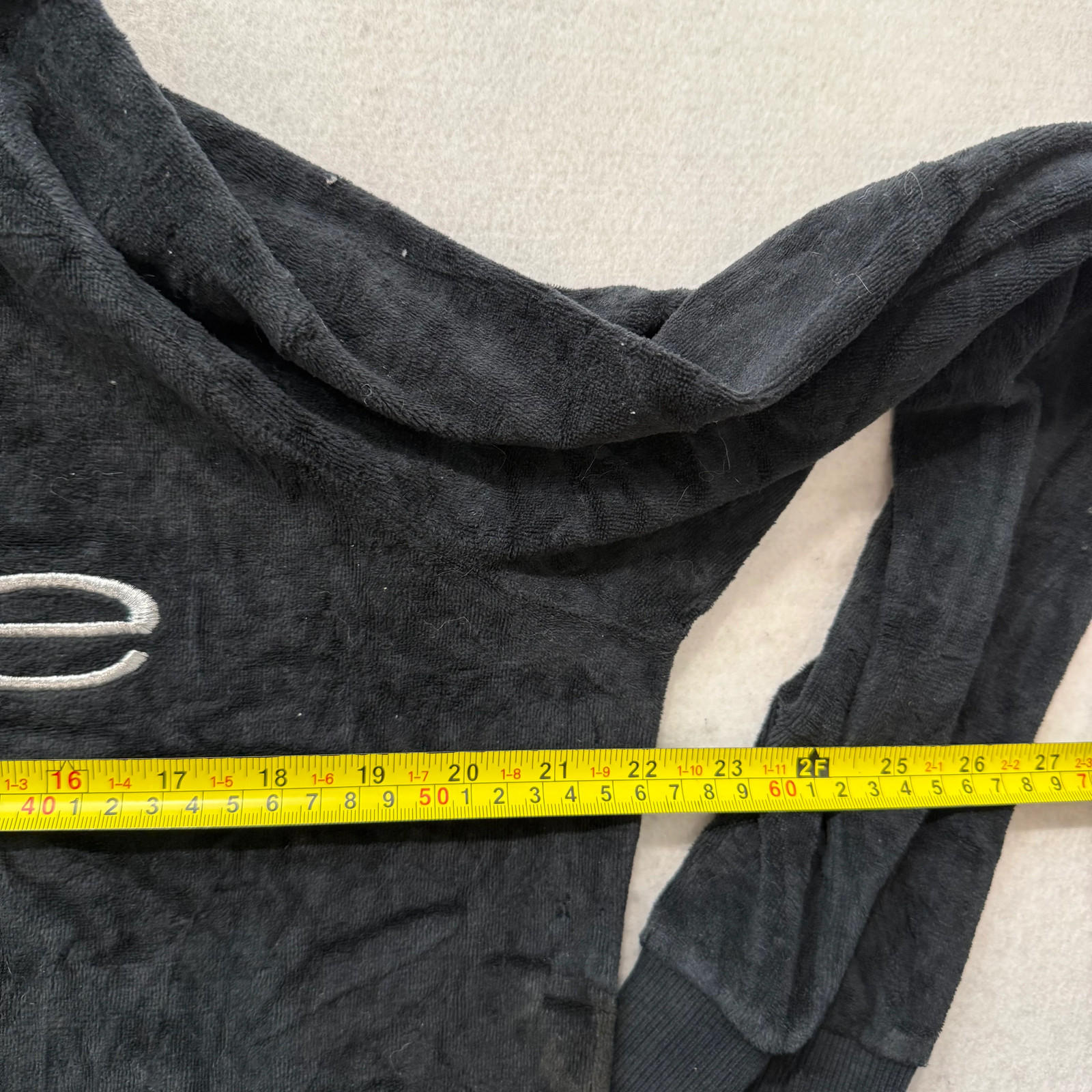 Bebe Women’s Black Velour Full Zip Track Jacket Mock Neck Pockets Logo Size L