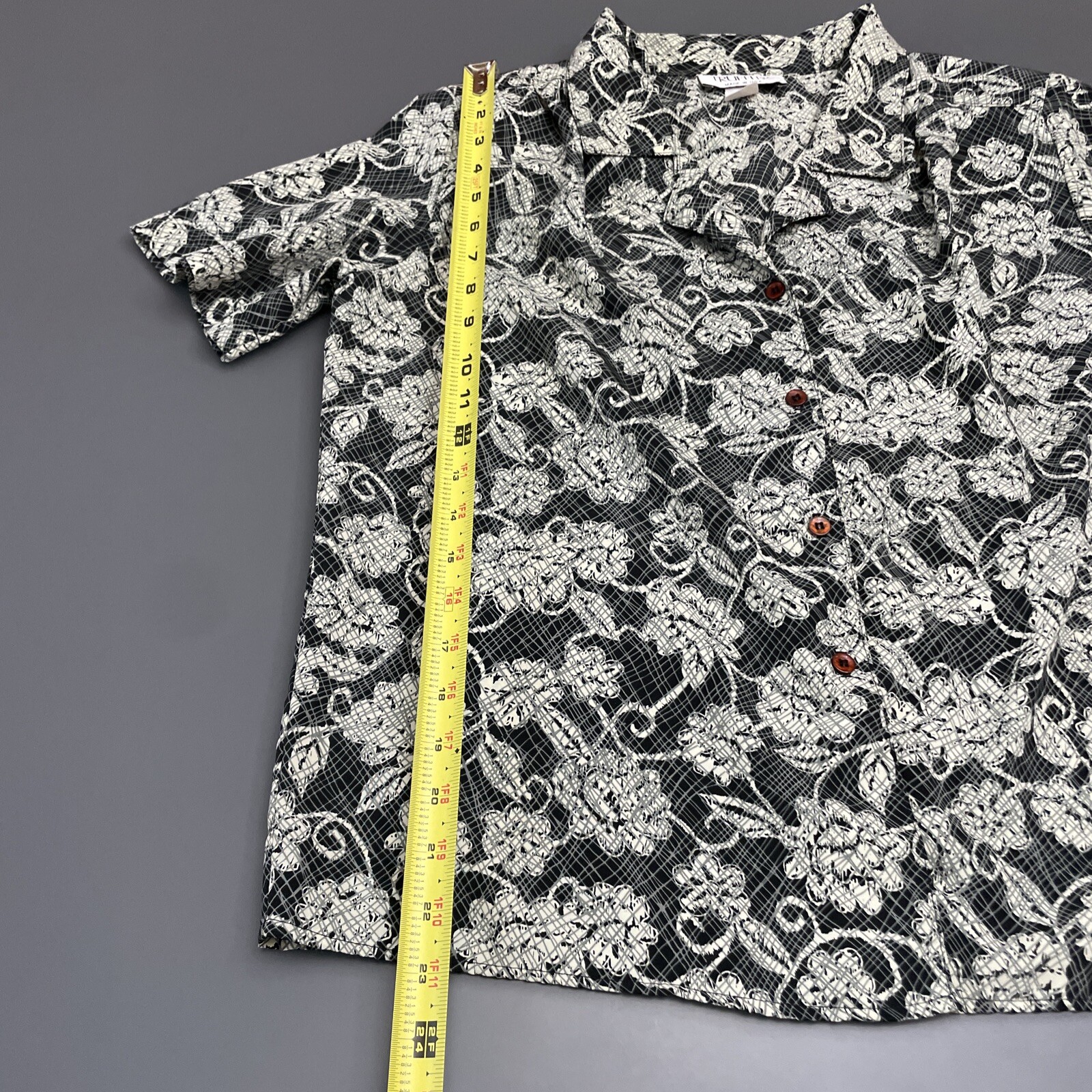 Vintage Truffles USA Retro Blouse Top Sz L-XL Floral Padded Shoulders 70s 80s