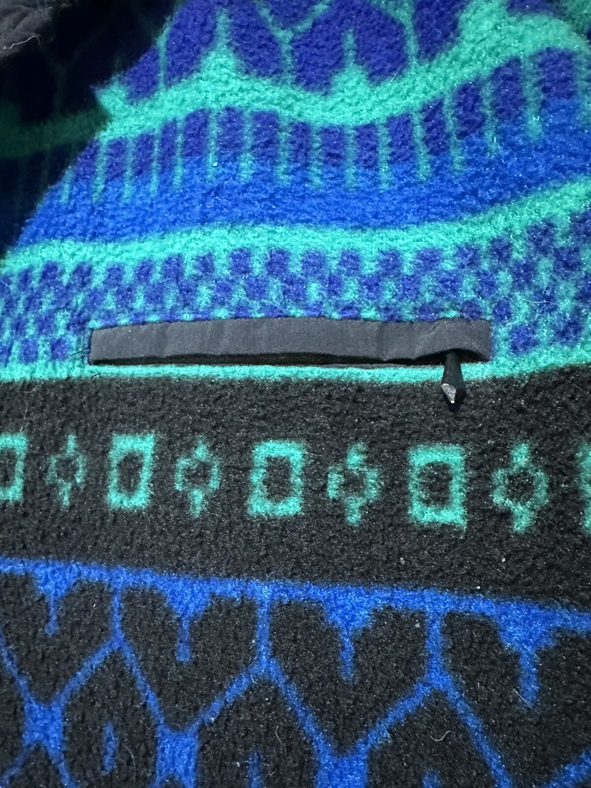 Vintage Sunbuster Geometric Fleece Pullover Size M USA Made 1980’s 1/4 Snap