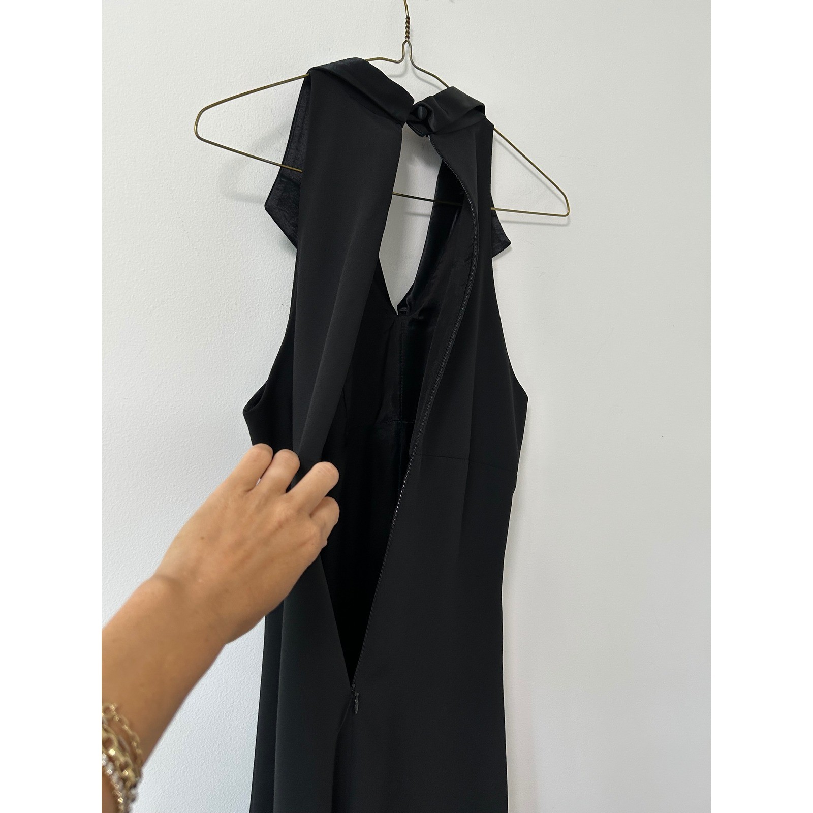 Beechers Brook Tuxedo Halter Maxi Dress Womens 8 Black Vintage Minimalist Gown