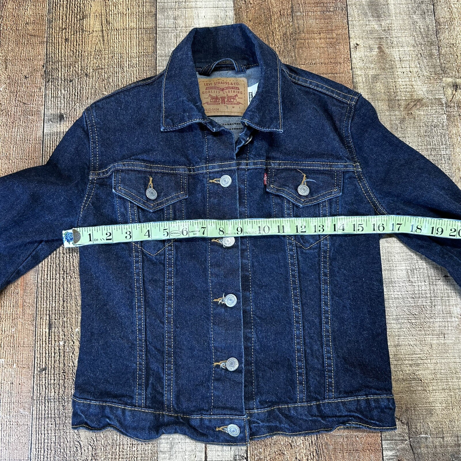 VTG Levi’s 80s Cropped Denim Jean Jacket Dark Wash Red Tab Long Sleeve Size S