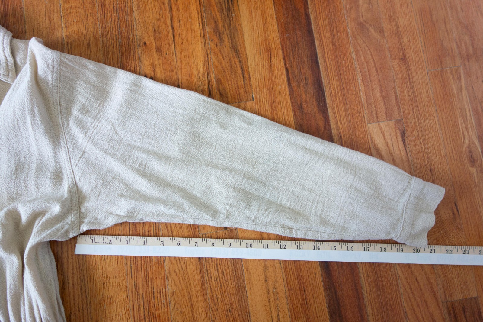 Vtg CMC Color Me Cotton Midi/Maxi Long Sleeve Shirt Dress W’s S, Natural, USA