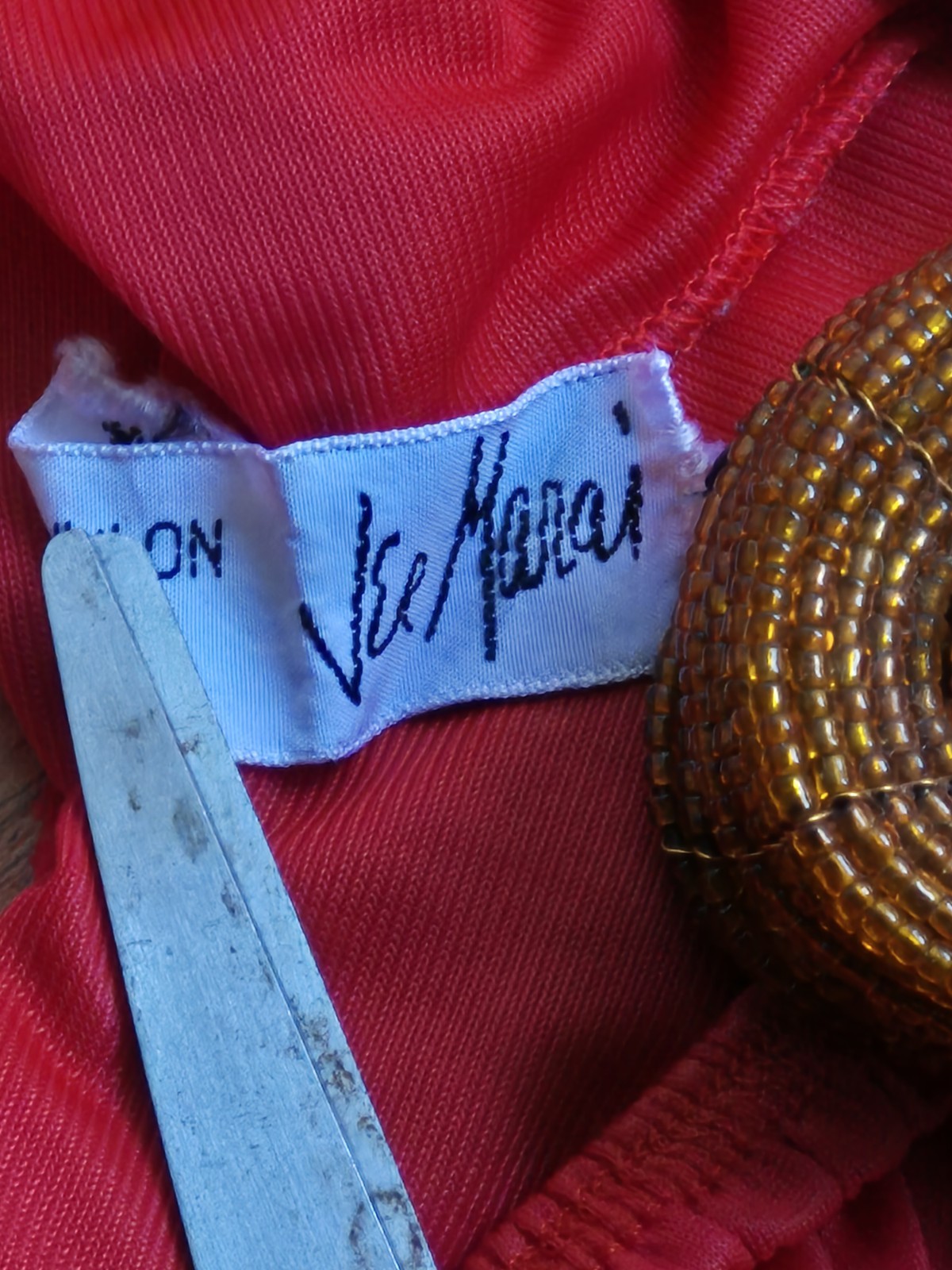 Vintage 70s Jer Marai Red Nylon High Waist Gusset Ruffle Lace Pin Up Panties