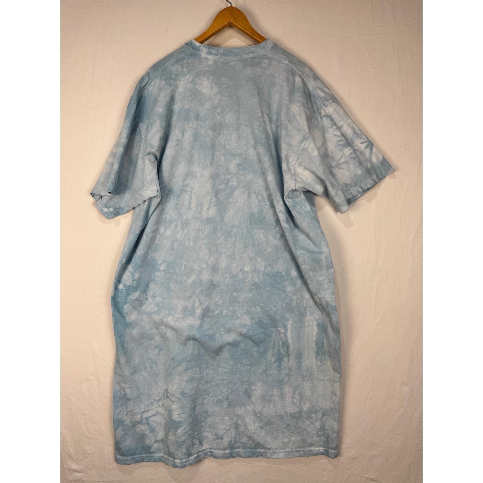 Vintage The Mountain Kitten Cat Tie Dye Tee Shirt dress Blue Y2K One Size OS AOP