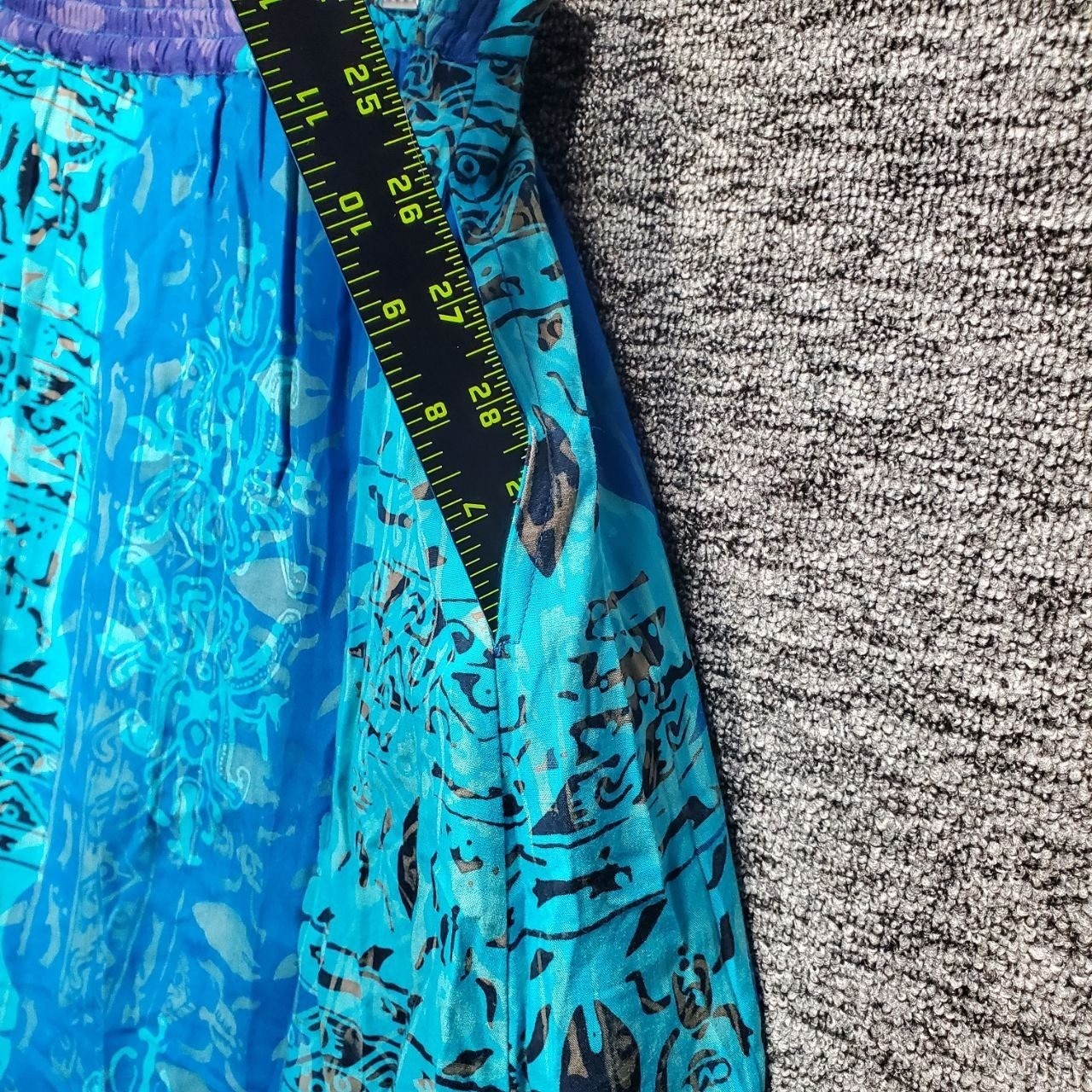 Vintage Hilo Hattie Maxi Wrap Skirt Womens Medium Blue Patchwork Batik Elephant