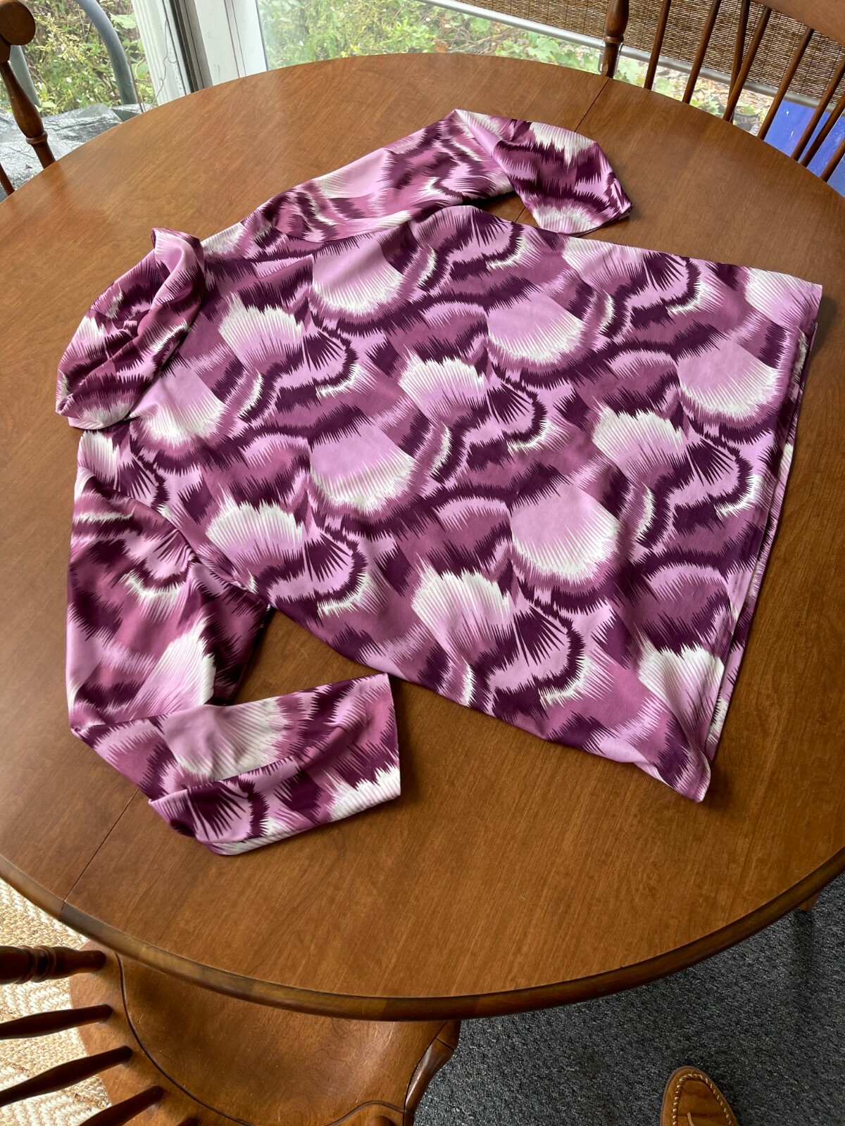 Vintage Carol Henry Purple Floral Mockneck Shirt – Women’s Size 44