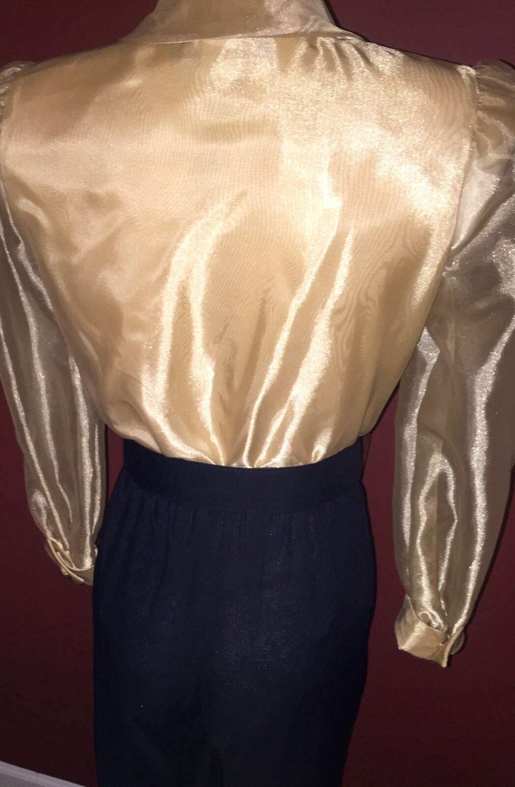 J.R. Nites by Caliendo black & sheer gold jumpsuit formal rhinestone belt 4