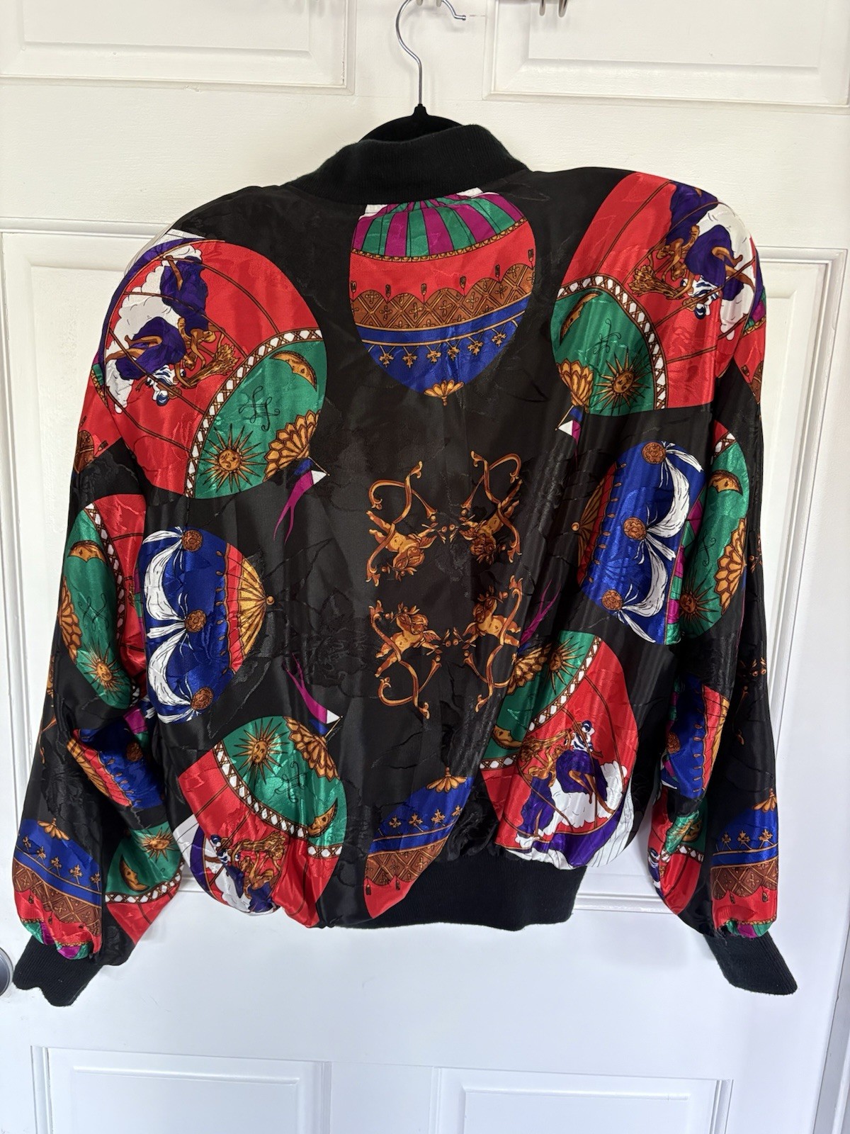 Vintage 80 90 Hot Air Balloon Jacket Coat Newport Beach Colorful Jazzy Artsy EUC